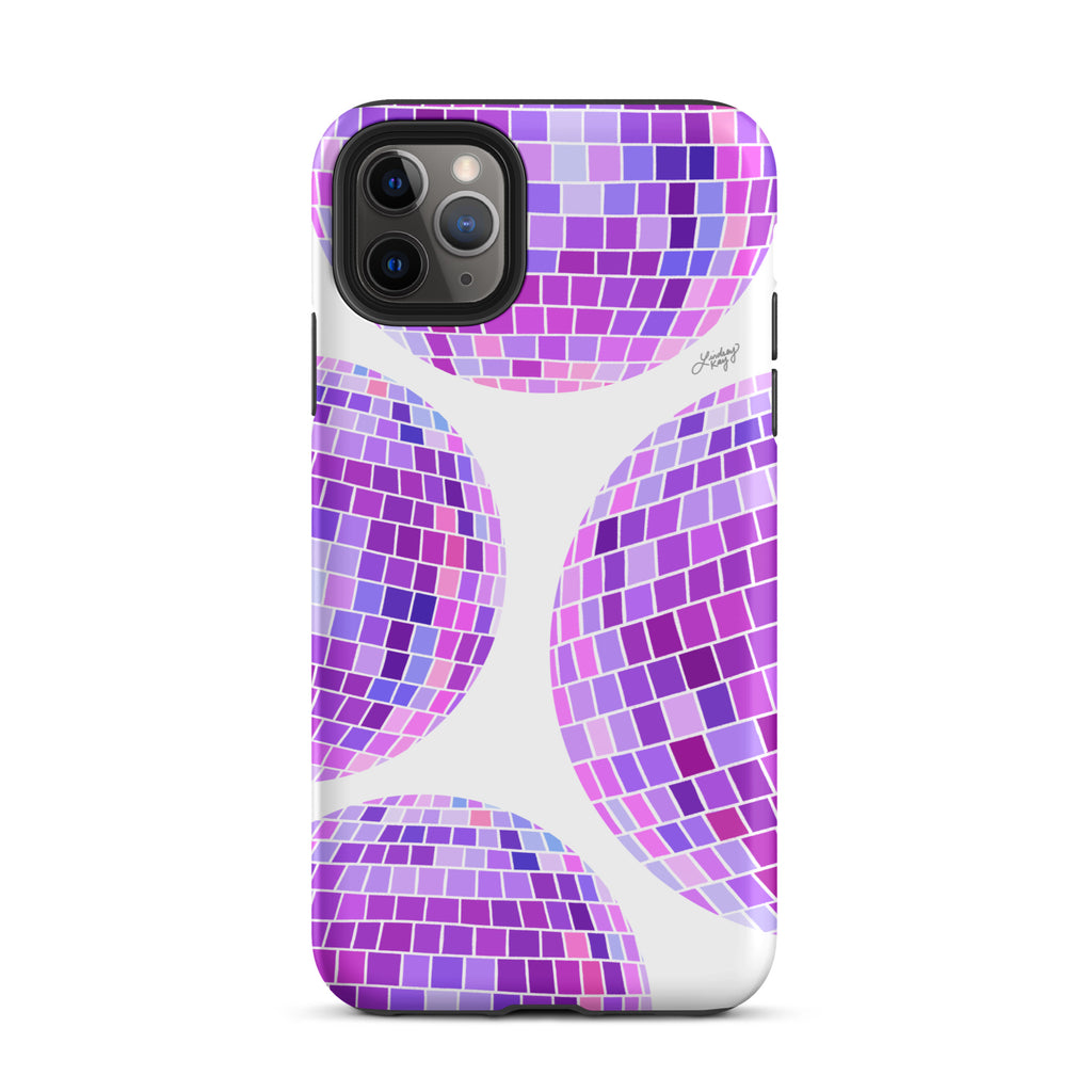 Illustration de boules disco violettes - Coque rigide pour iPhone®