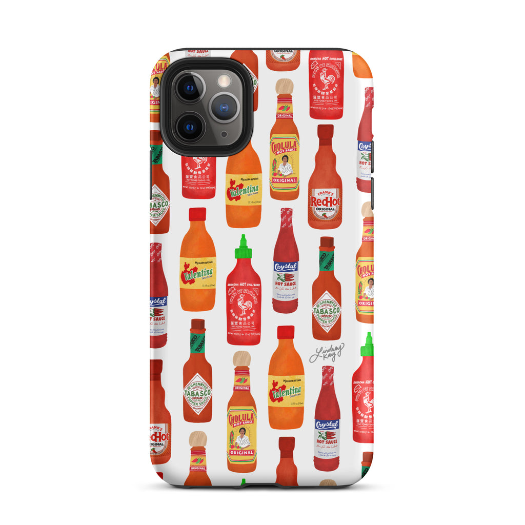 Ilustración de botellas de salsa picante - Funda resistente para iPhone®