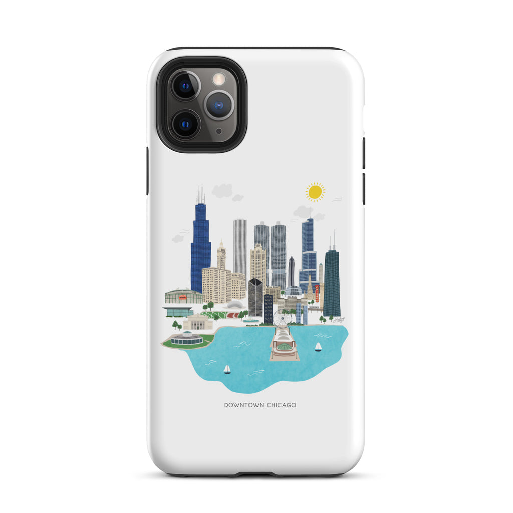 Ilustración del horizonte de Chicago - Funda resistente para iPhone®