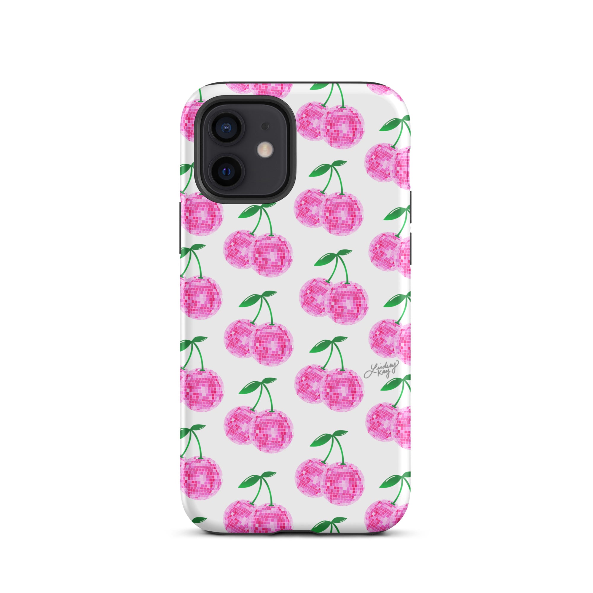 Cerezas de bola de discoteca rosa - Funda resistente para iPhone®