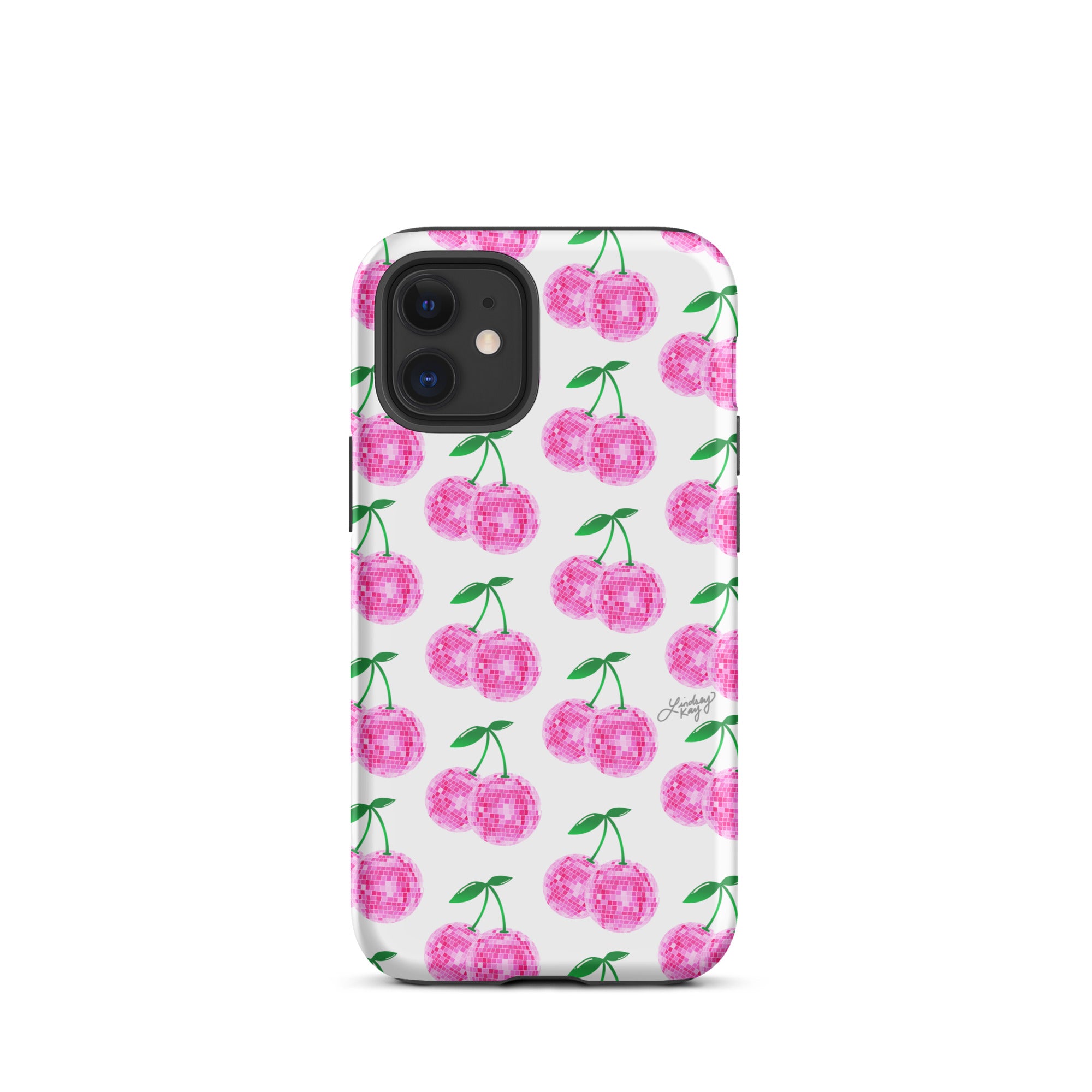 Cerezas de bola de discoteca rosa - Funda resistente para iPhone®