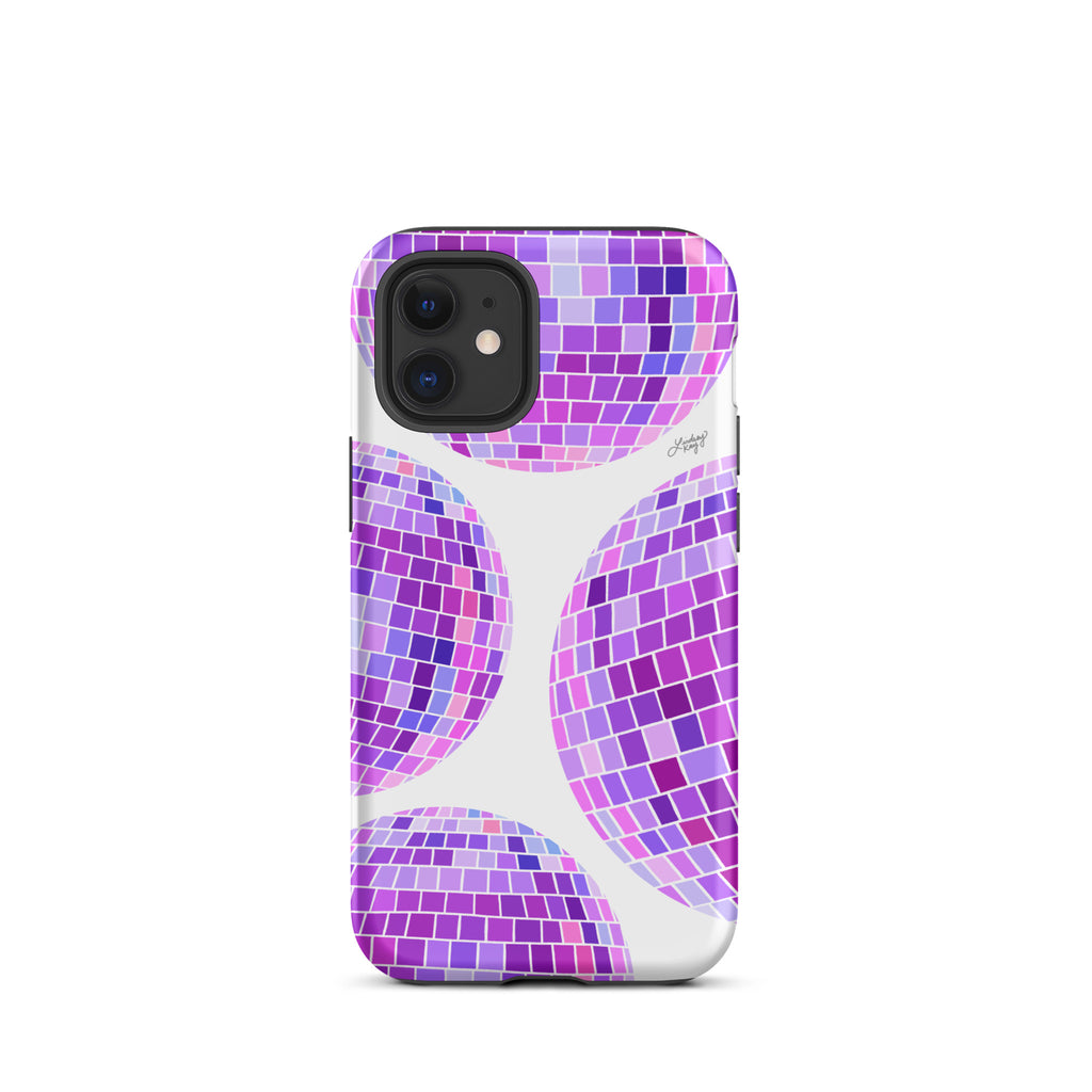 Illustration de boules disco violettes - Coque rigide pour iPhone®