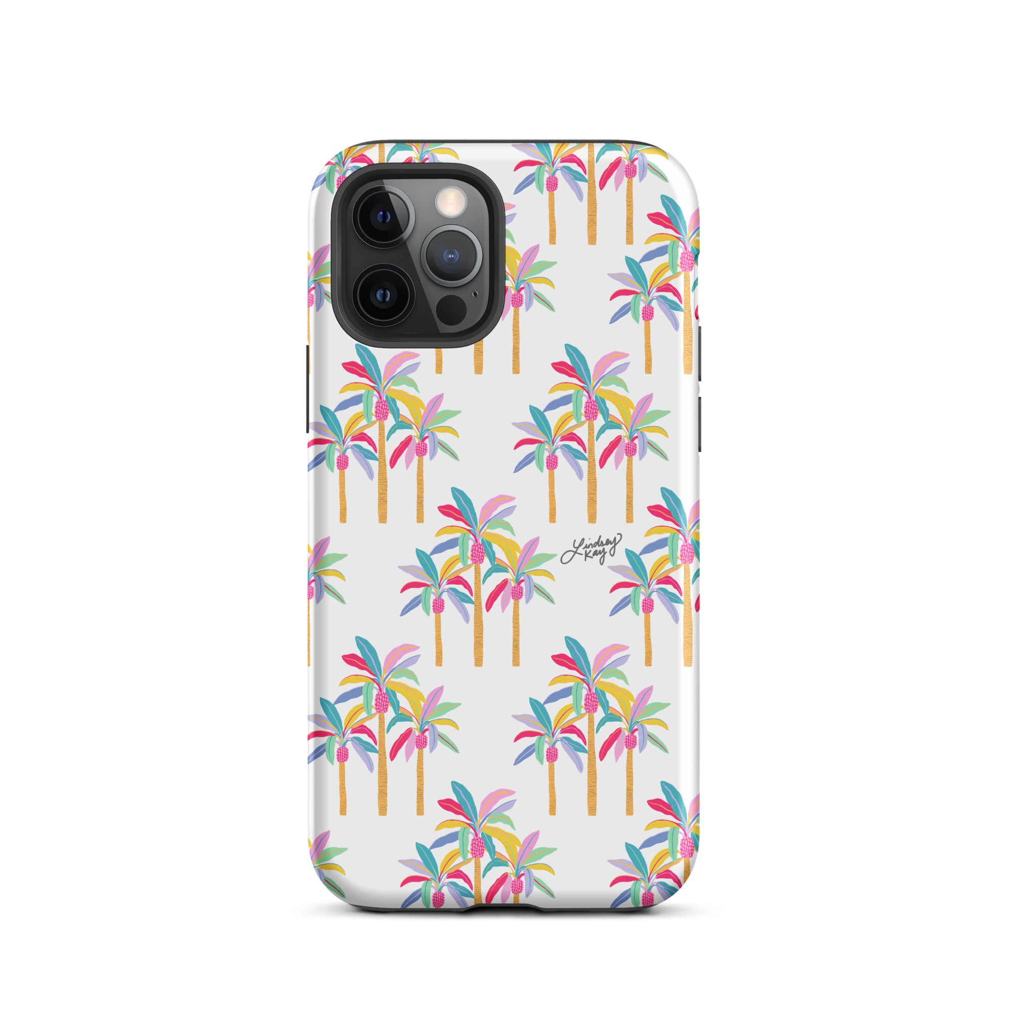 Ilustración de patrón de palmera colorida - Funda resistente para iPhone®