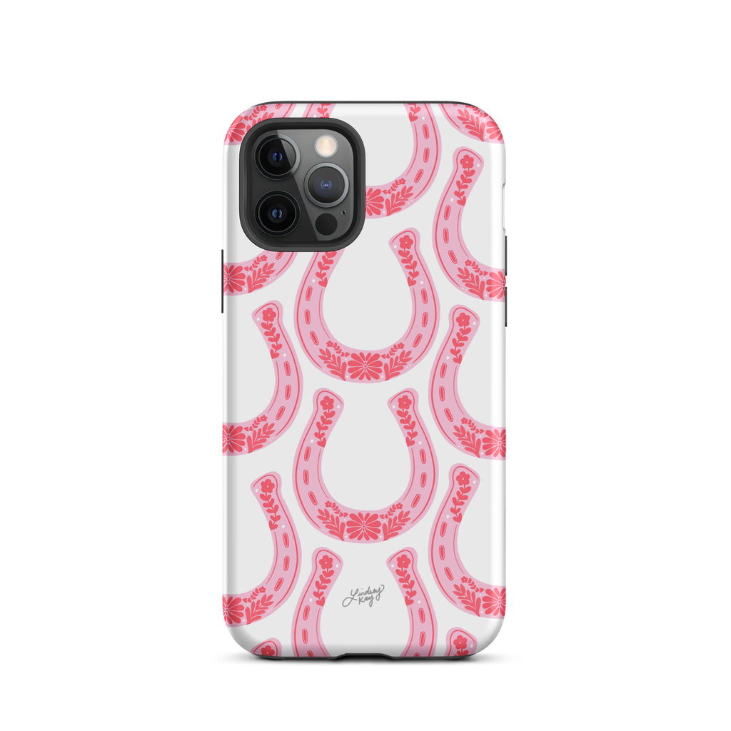 Patrón de herradura floral rosa - Funda resistente para iPhone®