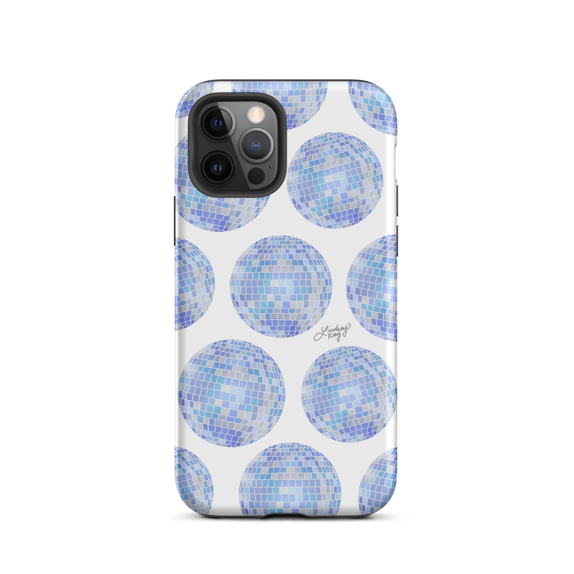 Patrón de bolas de discoteca azules - Funda resistente para iPhone®