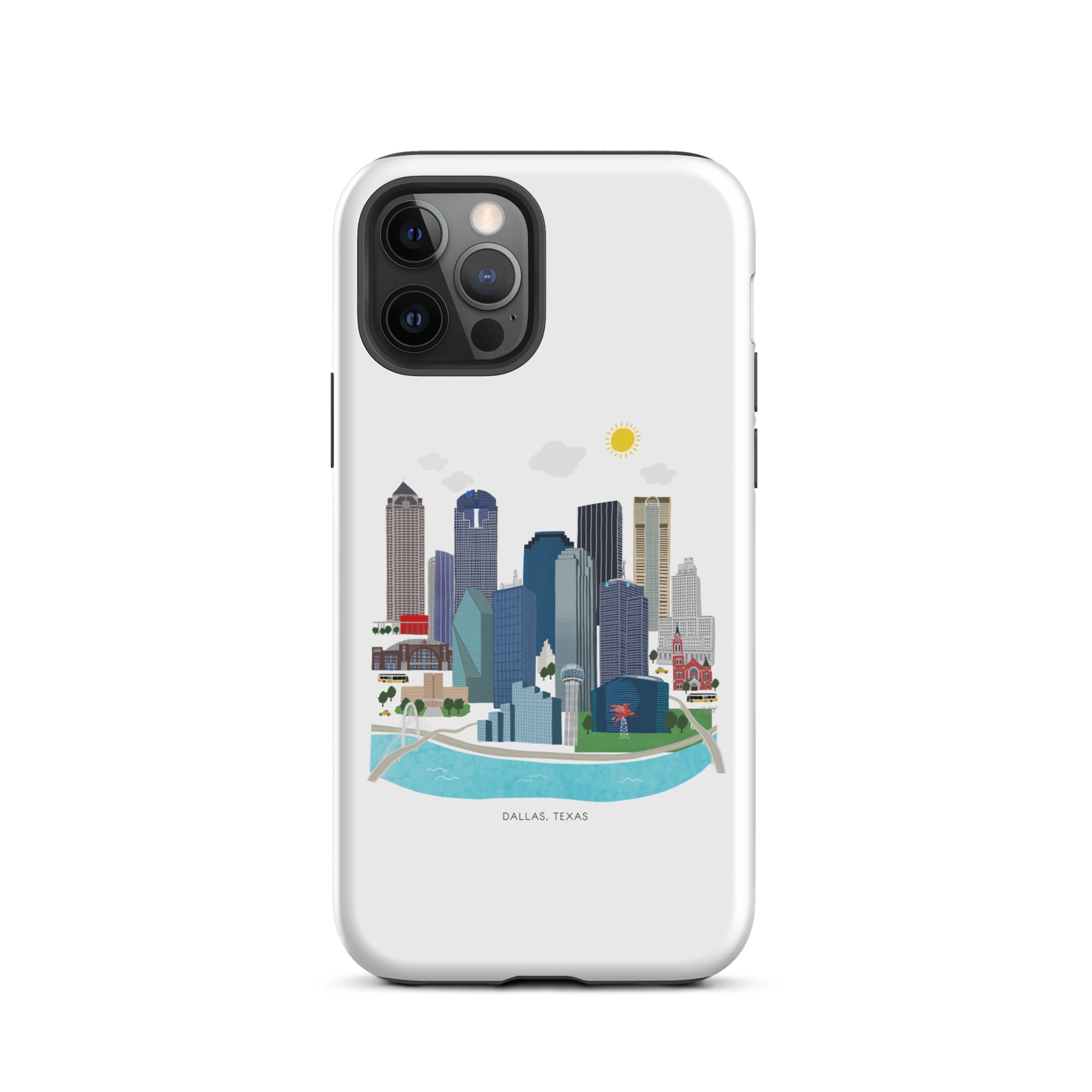 Ilustración del horizonte de Dallas, Texas - Funda resistente para iPhone®