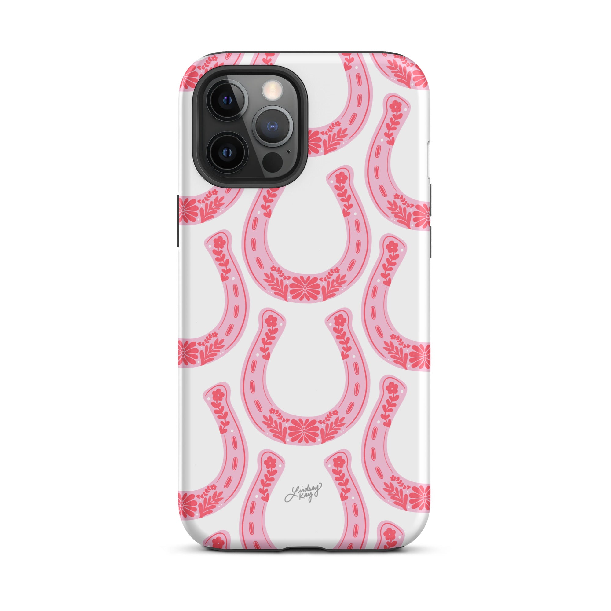 Patrón de herradura floral rosa - Funda resistente para iPhone®