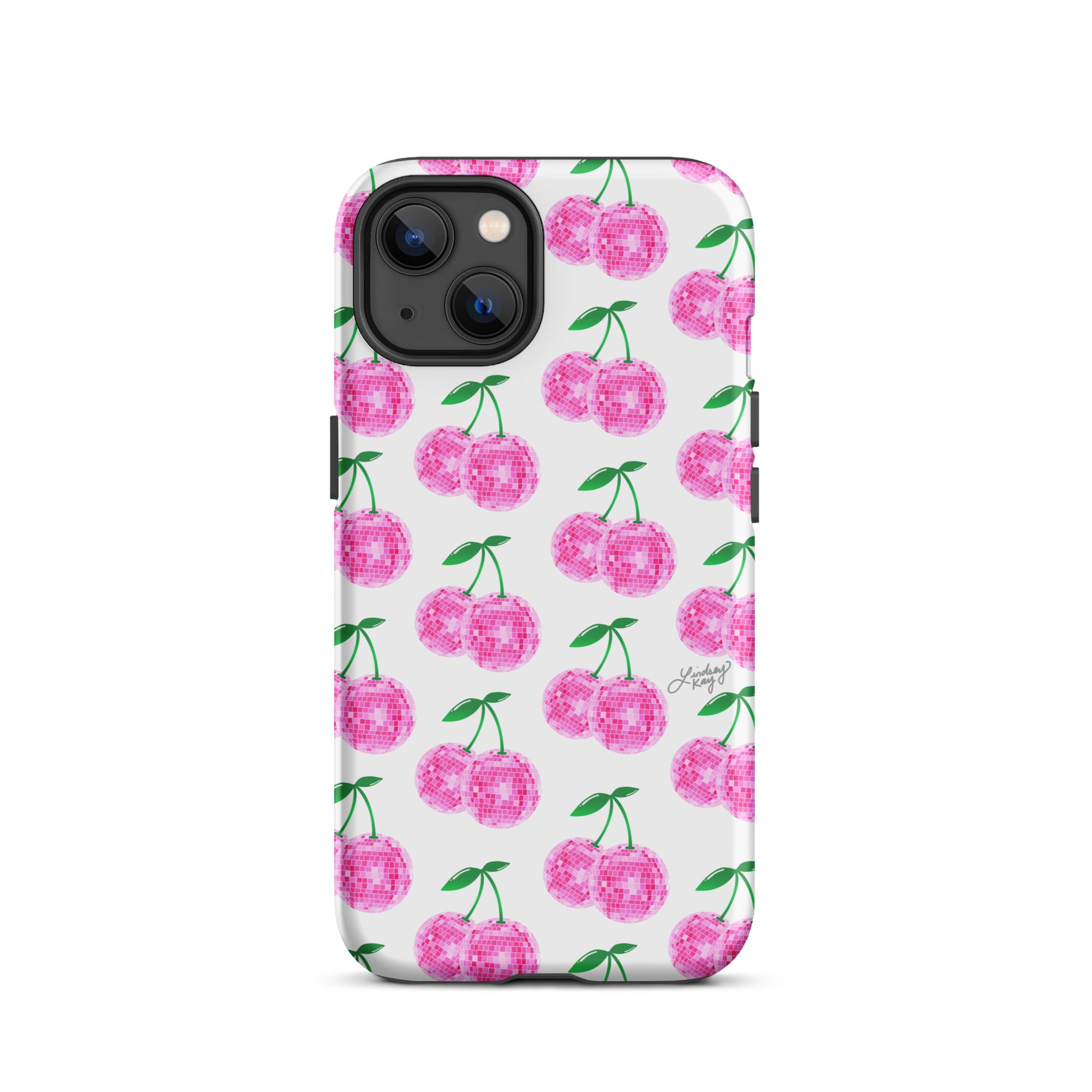 Cerezas de bola de discoteca rosa - Funda resistente para iPhone®