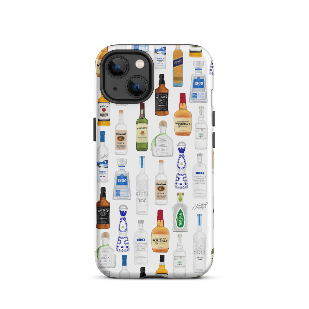 Boozy Bottles Illustration Pattern - Tough Case for iPhone®