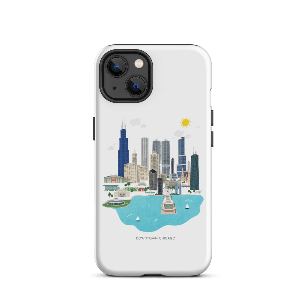 Ilustración del horizonte de Chicago - Funda resistente para iPhone®