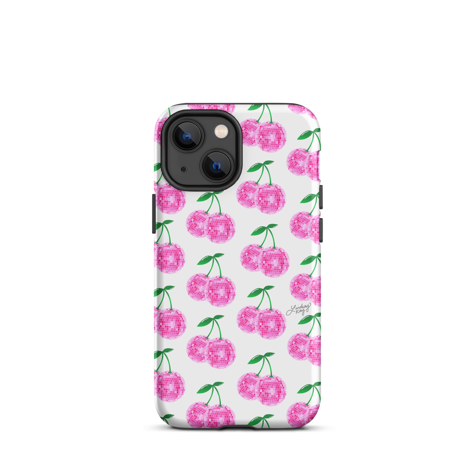 Cerezas de bola de discoteca rosa - Funda resistente para iPhone®