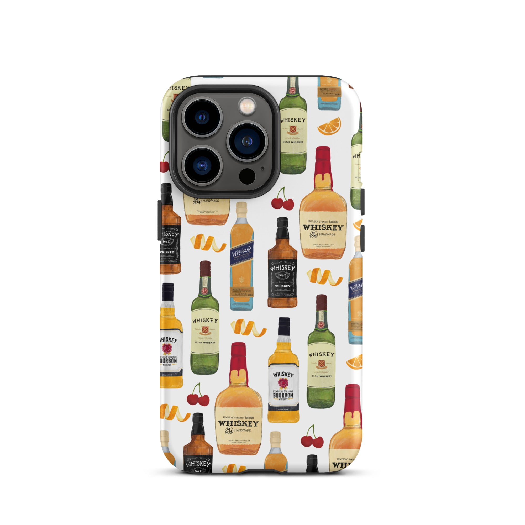 Ilustración de botellas de whisky - Funda resistente para iPhone®