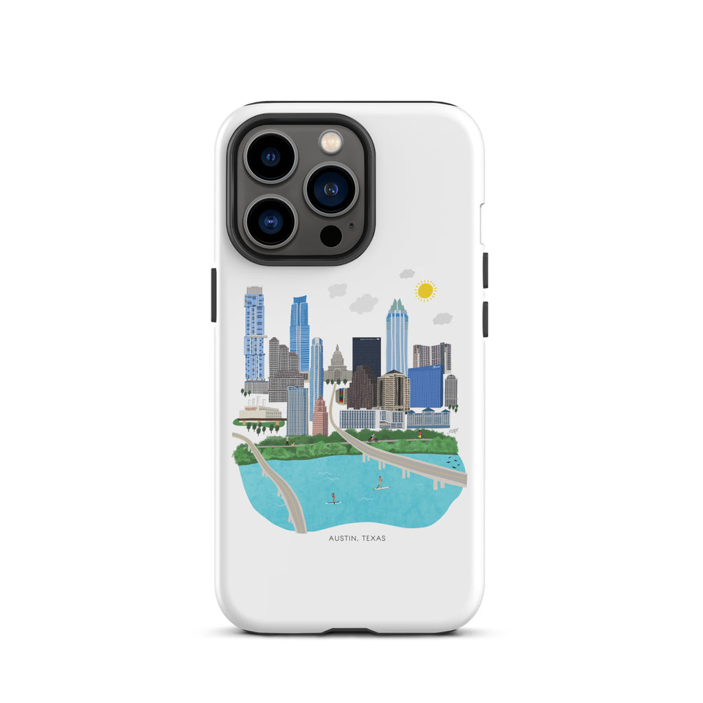Ilustración del horizonte de Austin, Texas - Funda resistente para iPhone®