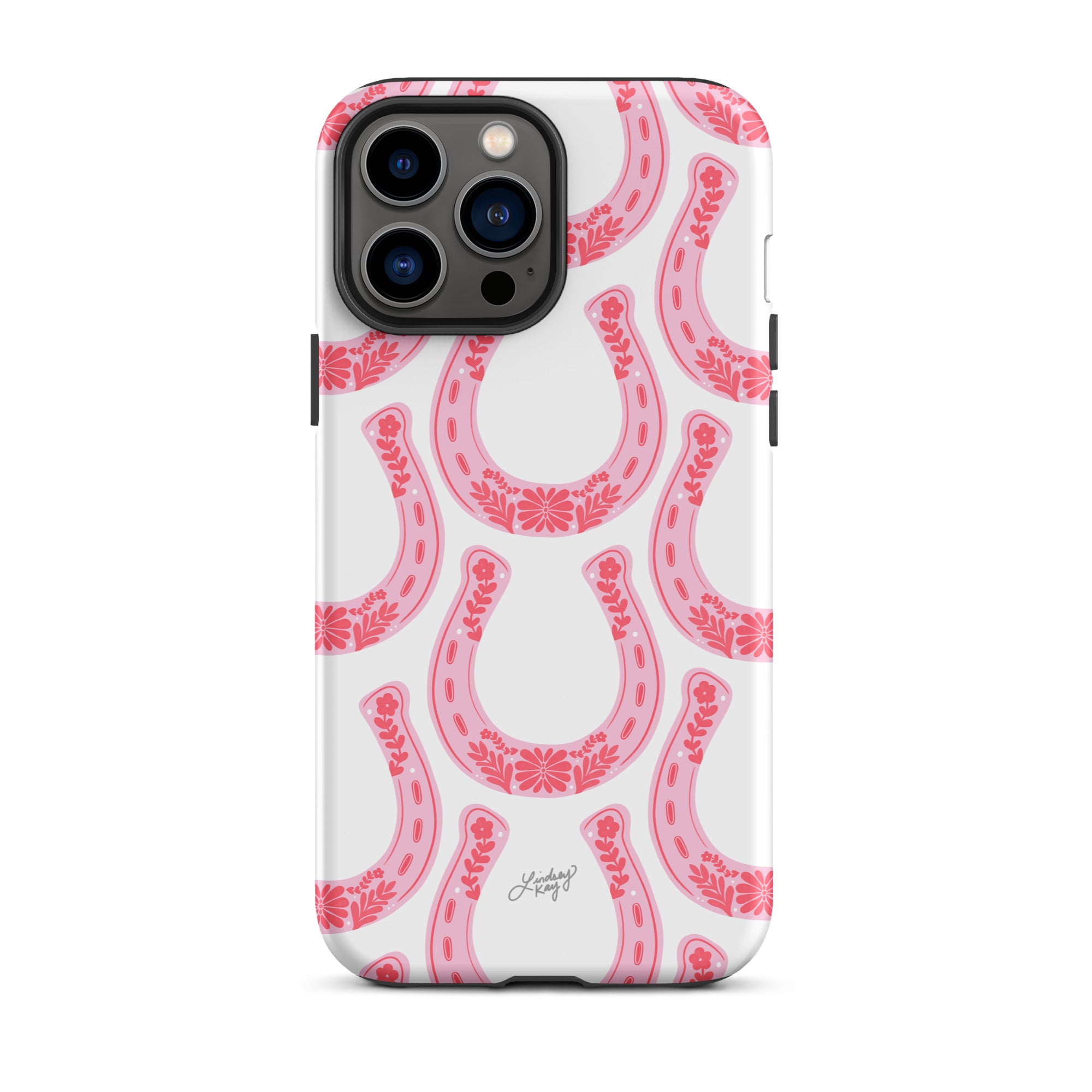 Pink Floral Horseshoe Pattern - Tough Case for iPhone®