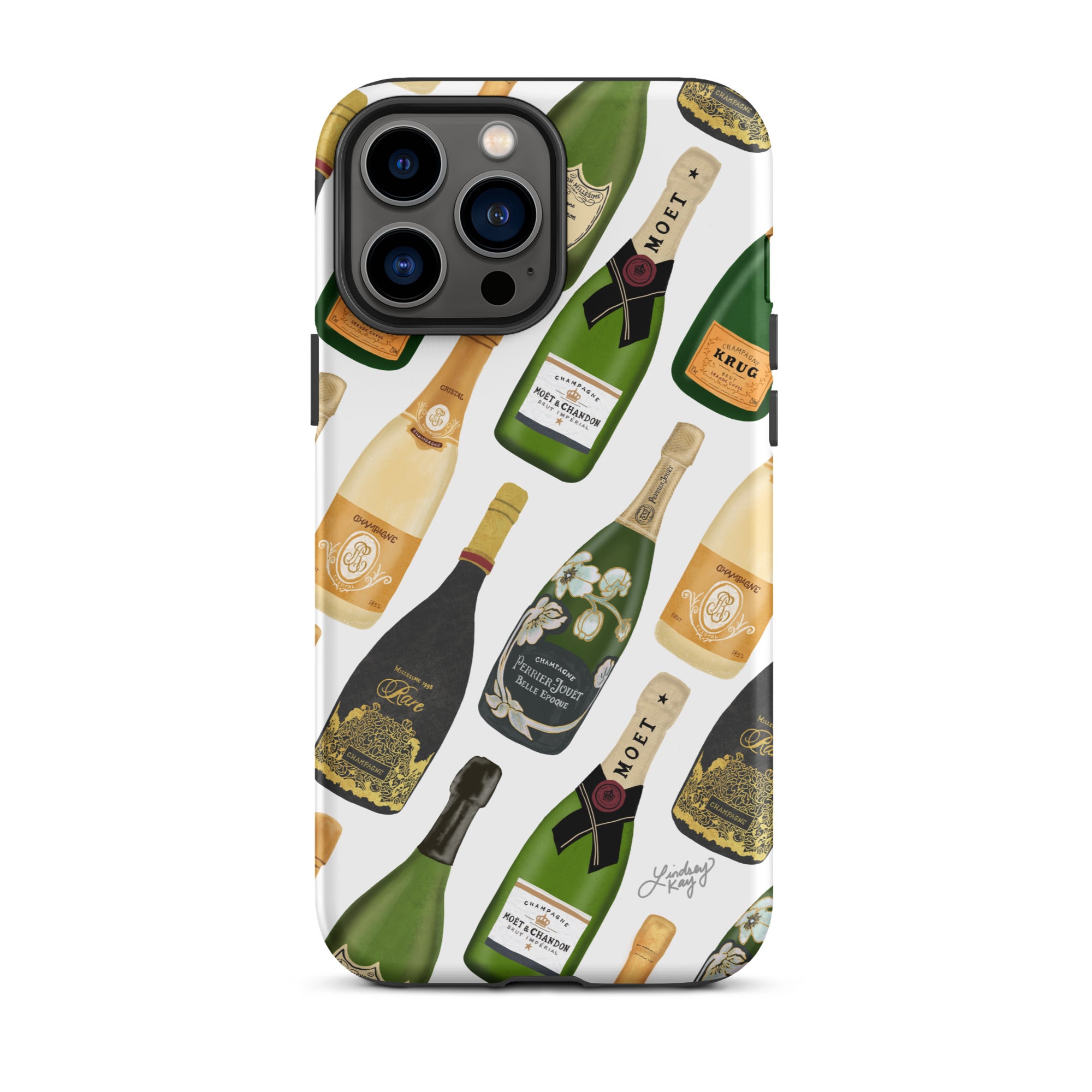 Modèle d'illustration de bouteilles de champagne - Coque rigide pour iPhone®