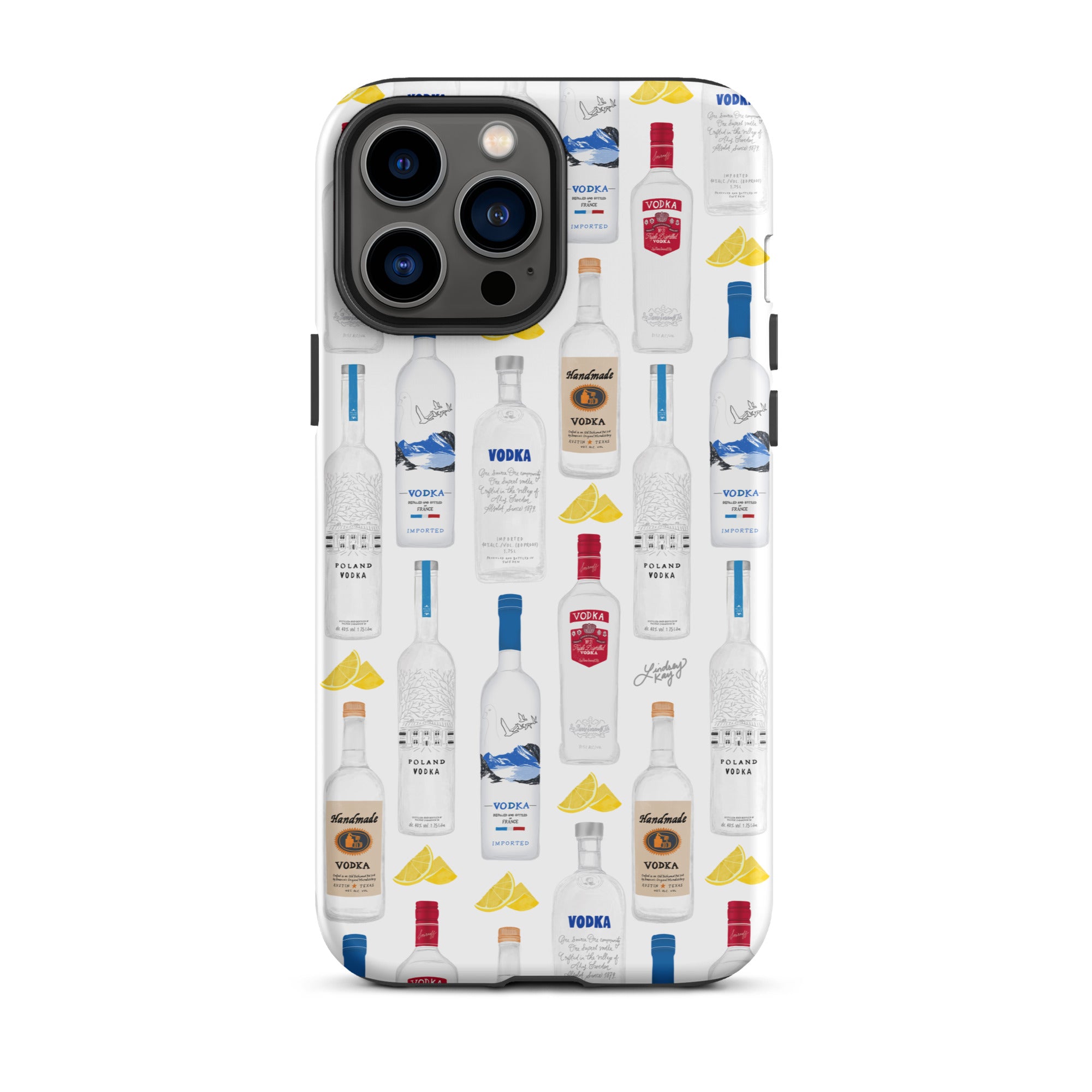 Patrón de ilustración de botellas de vodka - Funda resistente para iPhone®