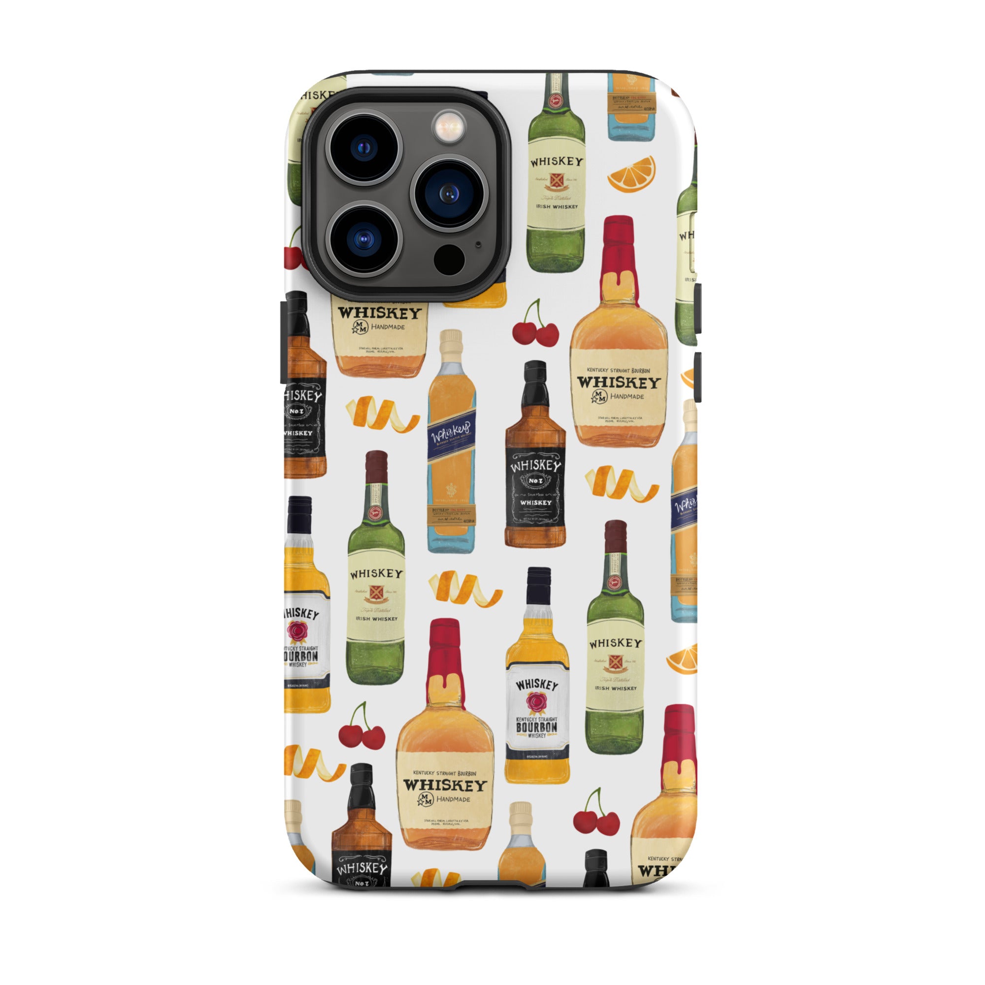Ilustración de botellas de whisky - Funda resistente para iPhone®