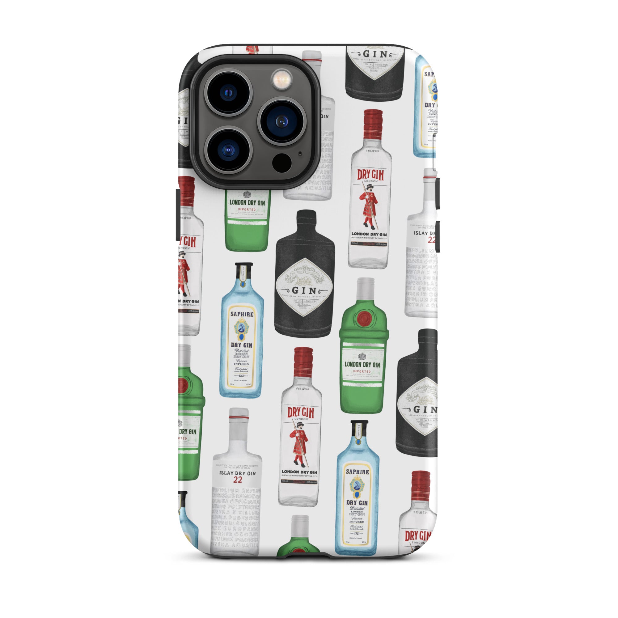 Ilustración de botellas de ginebra - Funda resistente para iPhone®