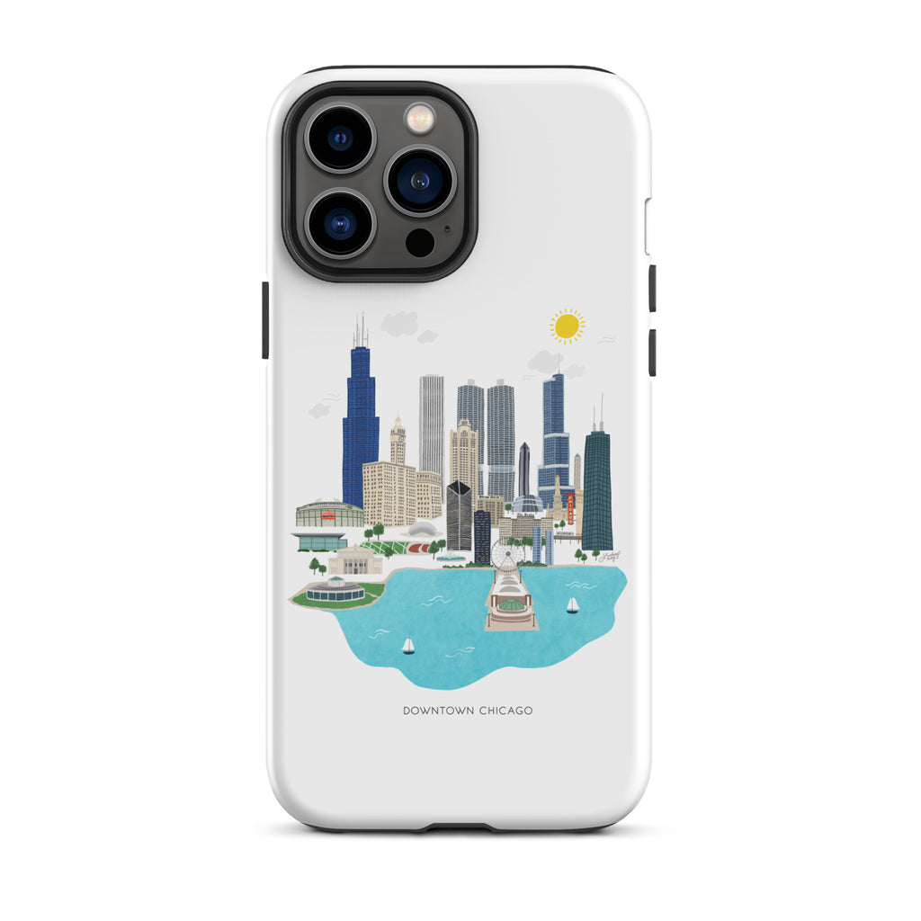 Ilustración del horizonte de Chicago - Funda resistente para iPhone®