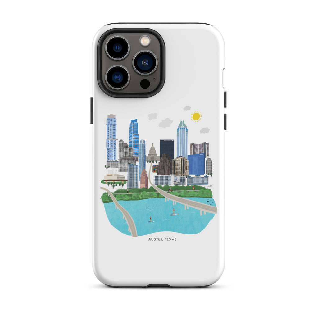 Ilustración del horizonte de Austin, Texas - Funda resistente para iPhone®