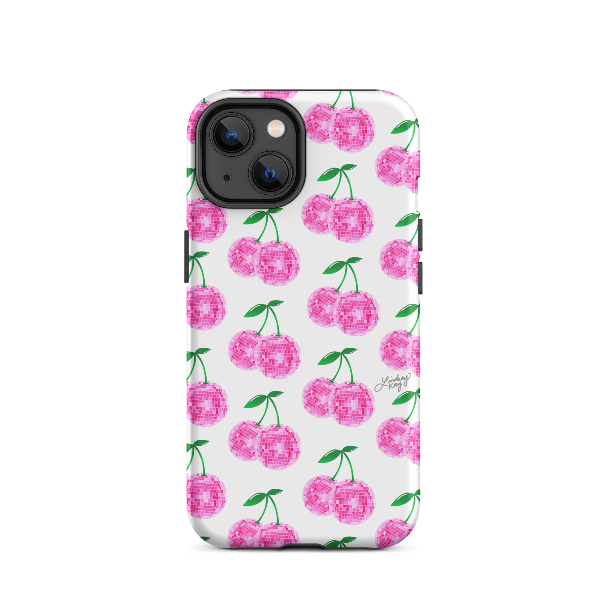 Cerezas de bola de discoteca rosa - Funda resistente para iPhone®
