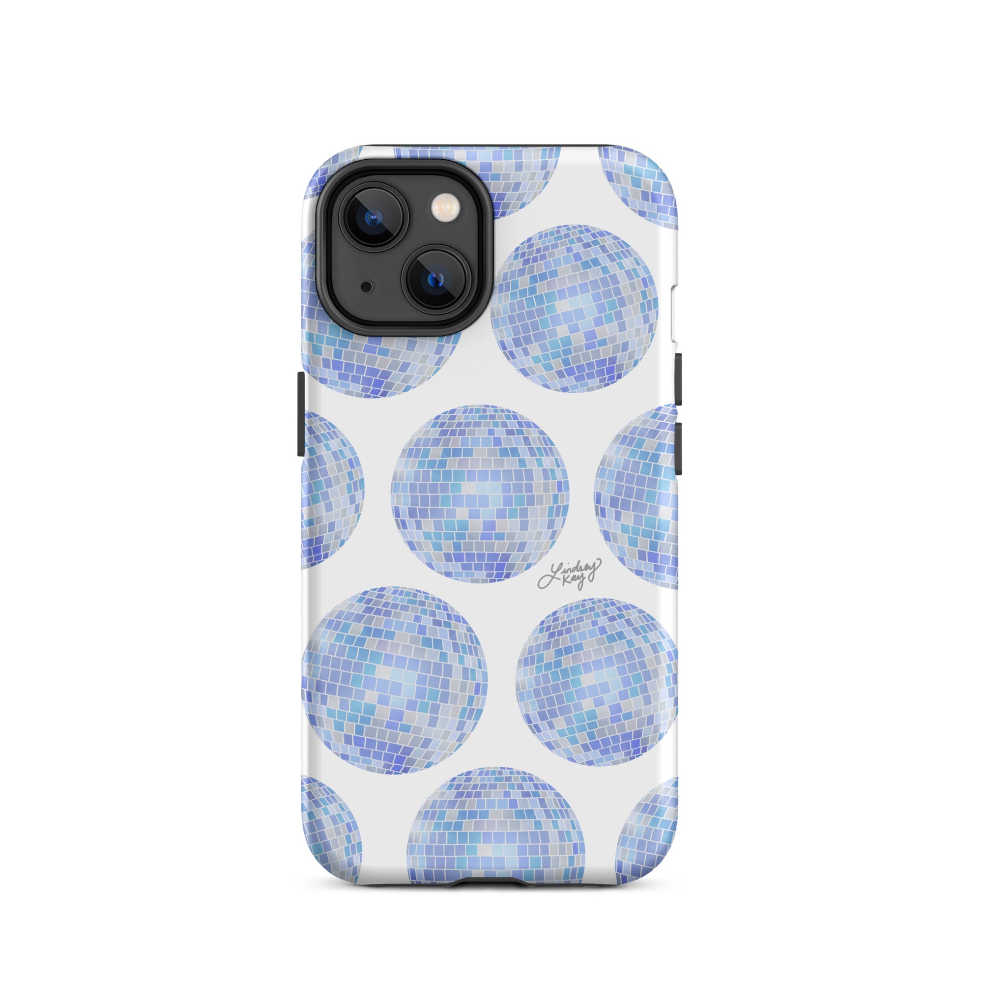 Patrón de bolas de discoteca azules - Funda resistente para iPhone®