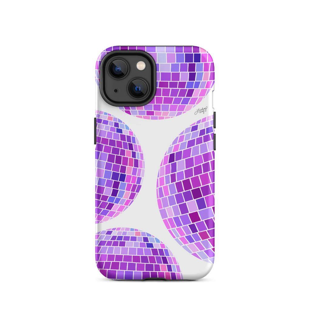 Illustration de boules disco violettes - Coque rigide pour iPhone®