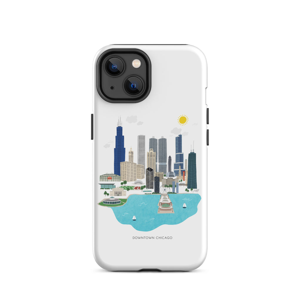 Ilustración del horizonte de Chicago - Funda resistente para iPhone®