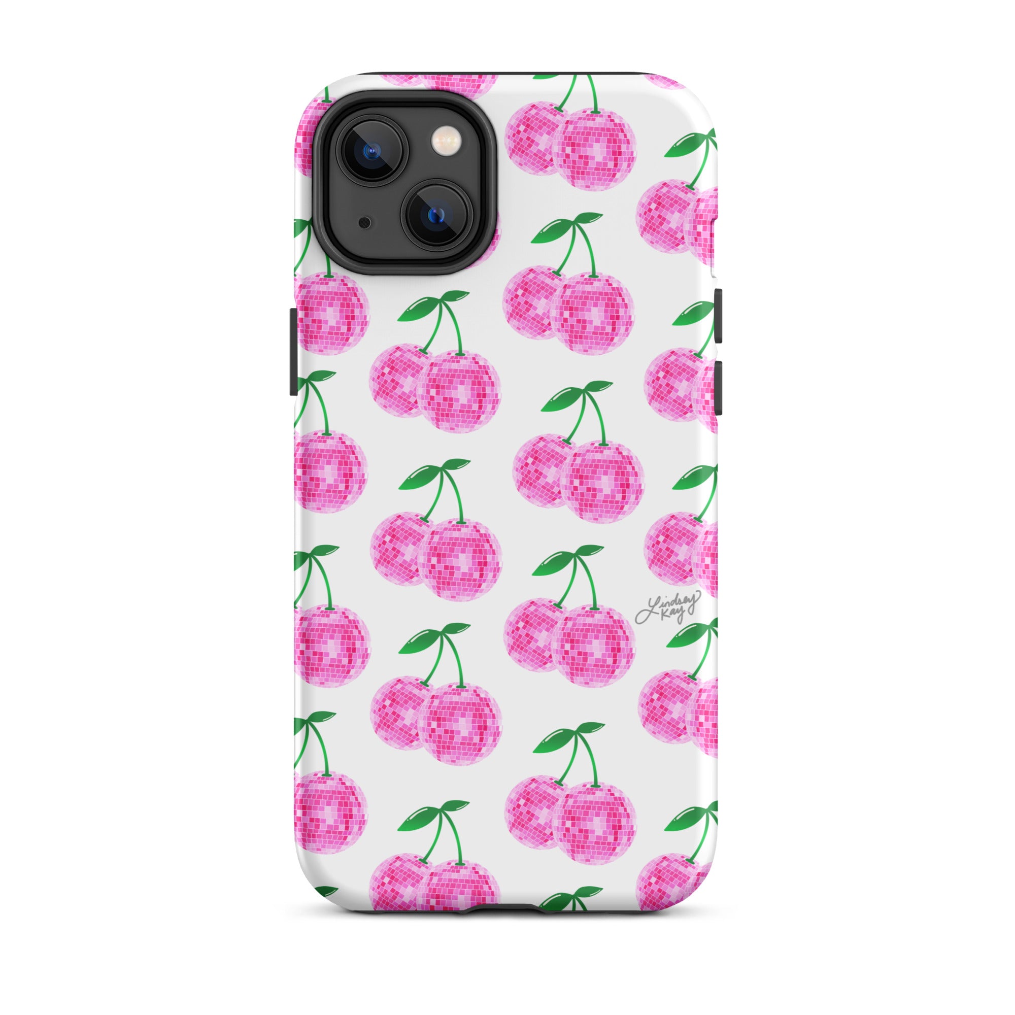 Cerezas de bola de discoteca rosa - Funda resistente para iPhone®
