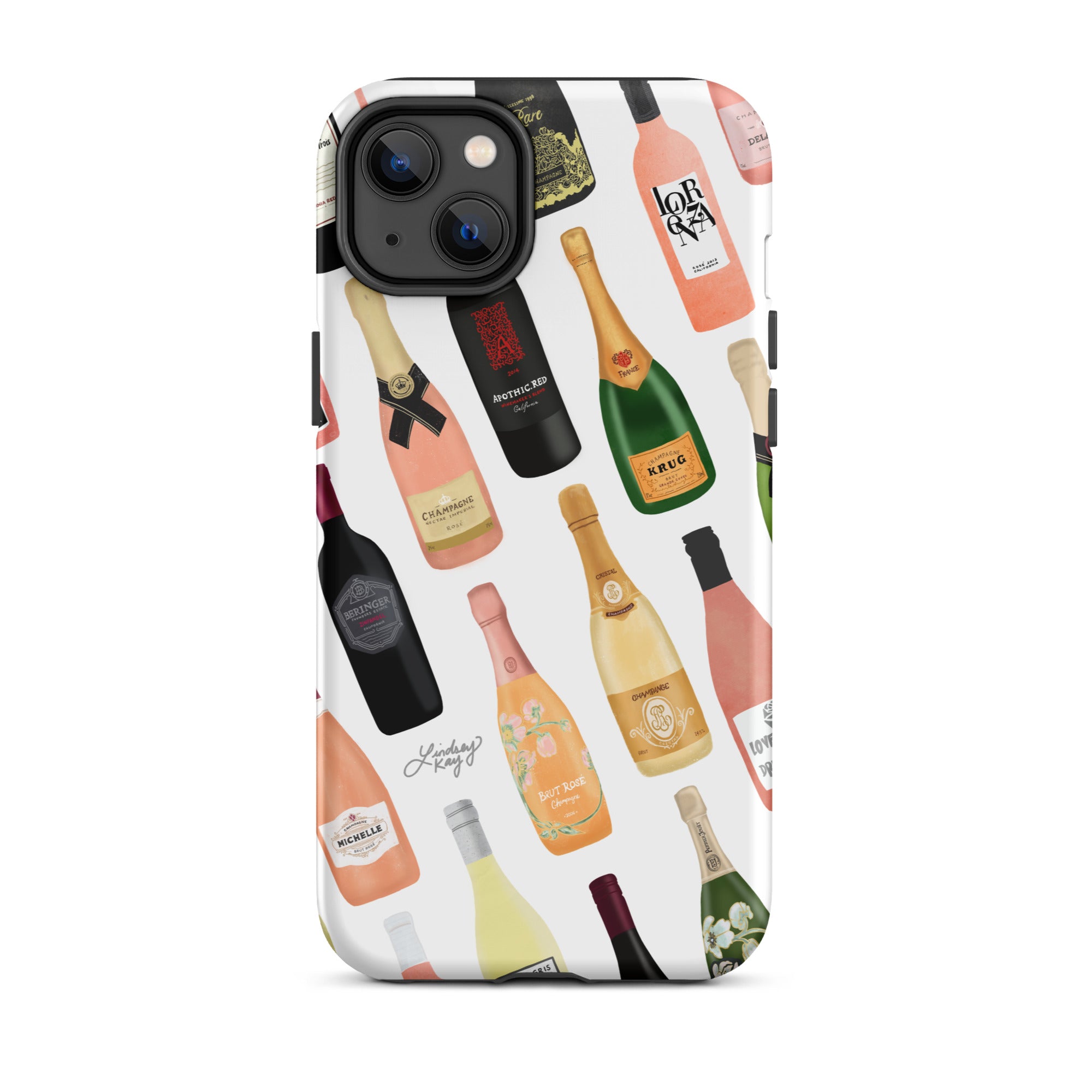 Ilustración de botellas de vino y champán - Funda resistente para iPhone®