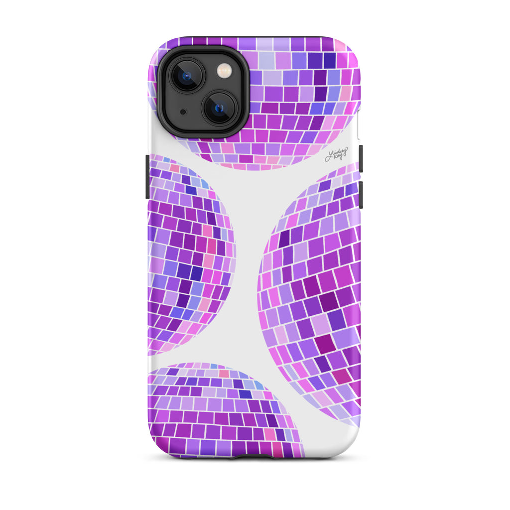 Illustration de boules disco violettes - Coque rigide pour iPhone®