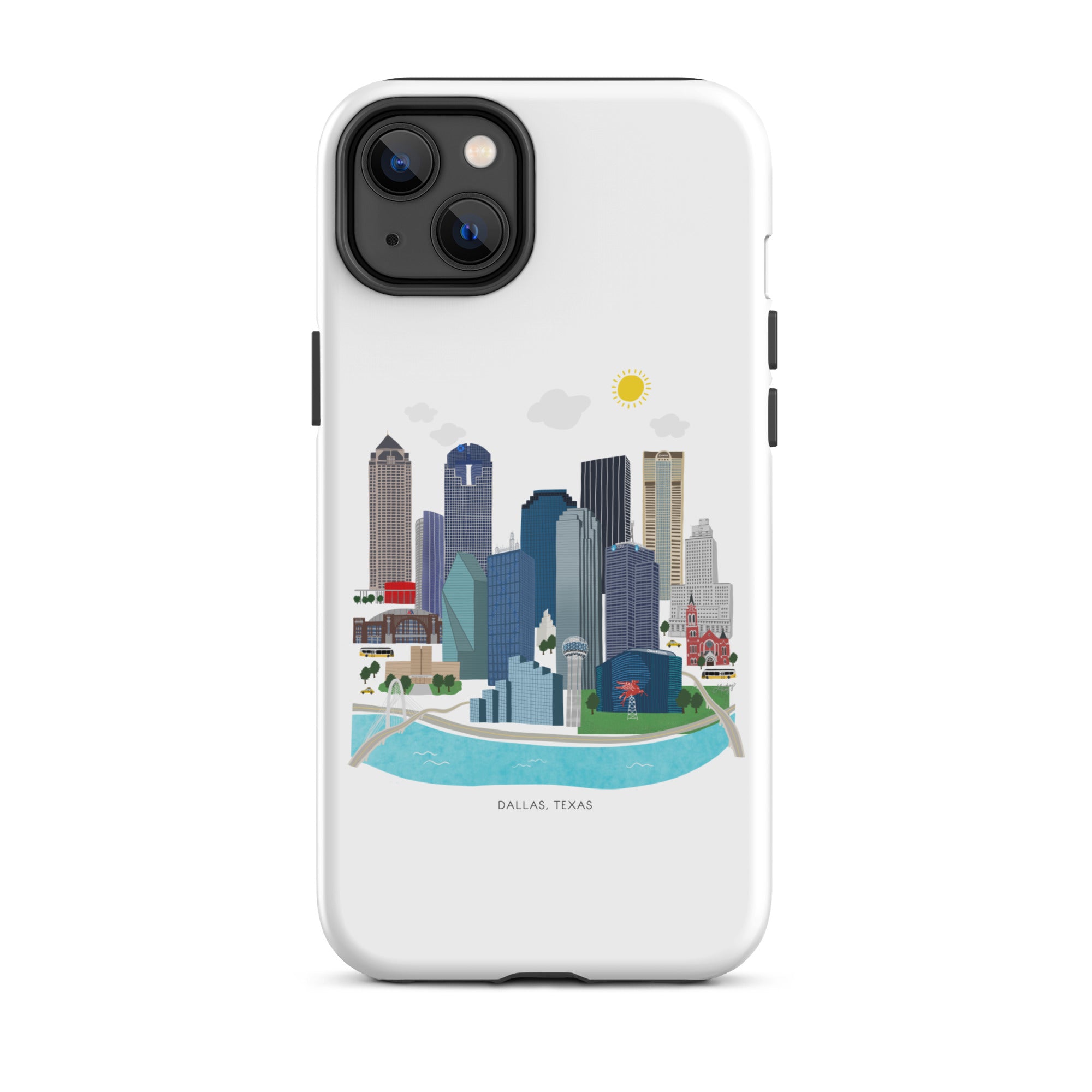 Ilustración del horizonte de Dallas, Texas - Funda resistente para iPhone®
