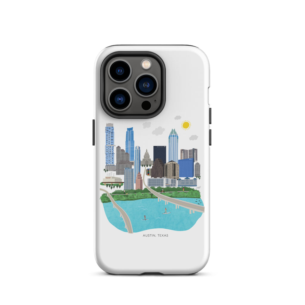 Ilustración del horizonte de Austin, Texas - Funda resistente para iPhone®