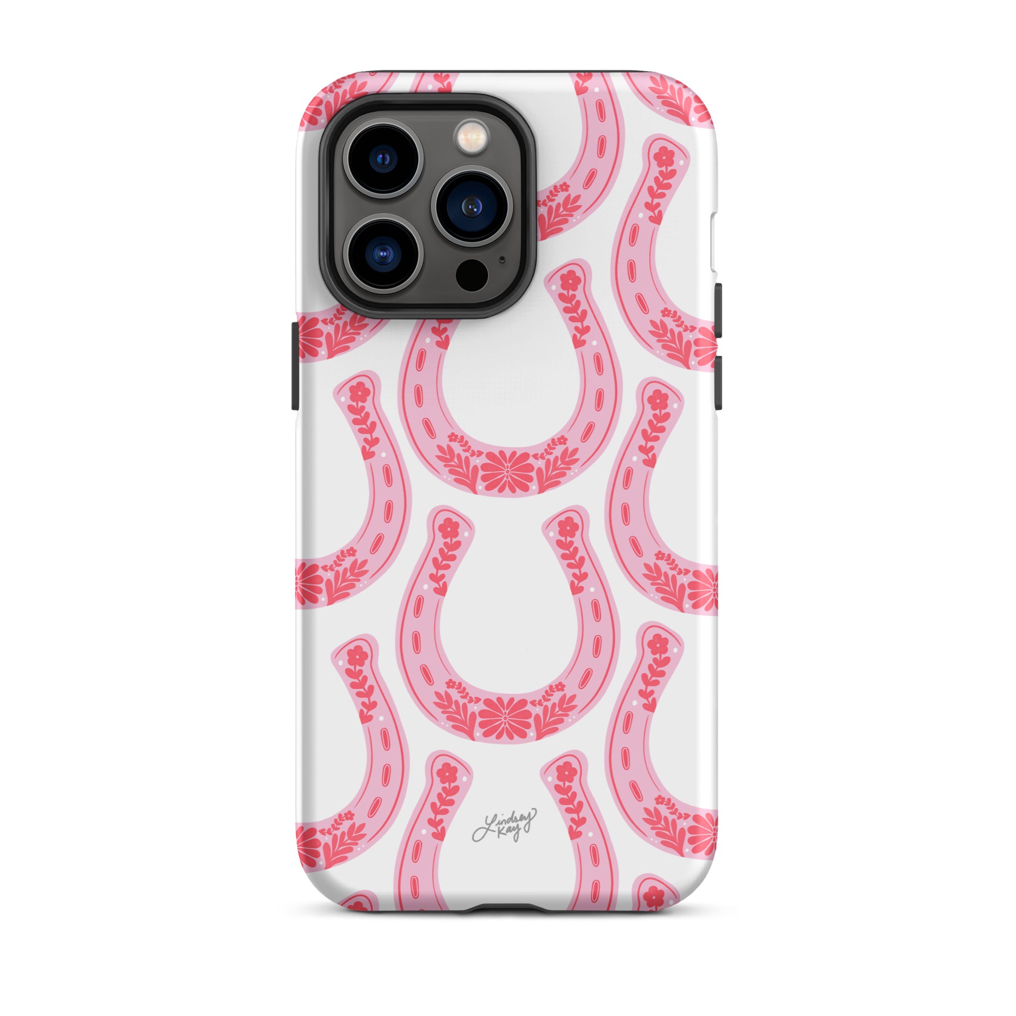 Patrón de herradura floral rosa - Funda resistente para iPhone®