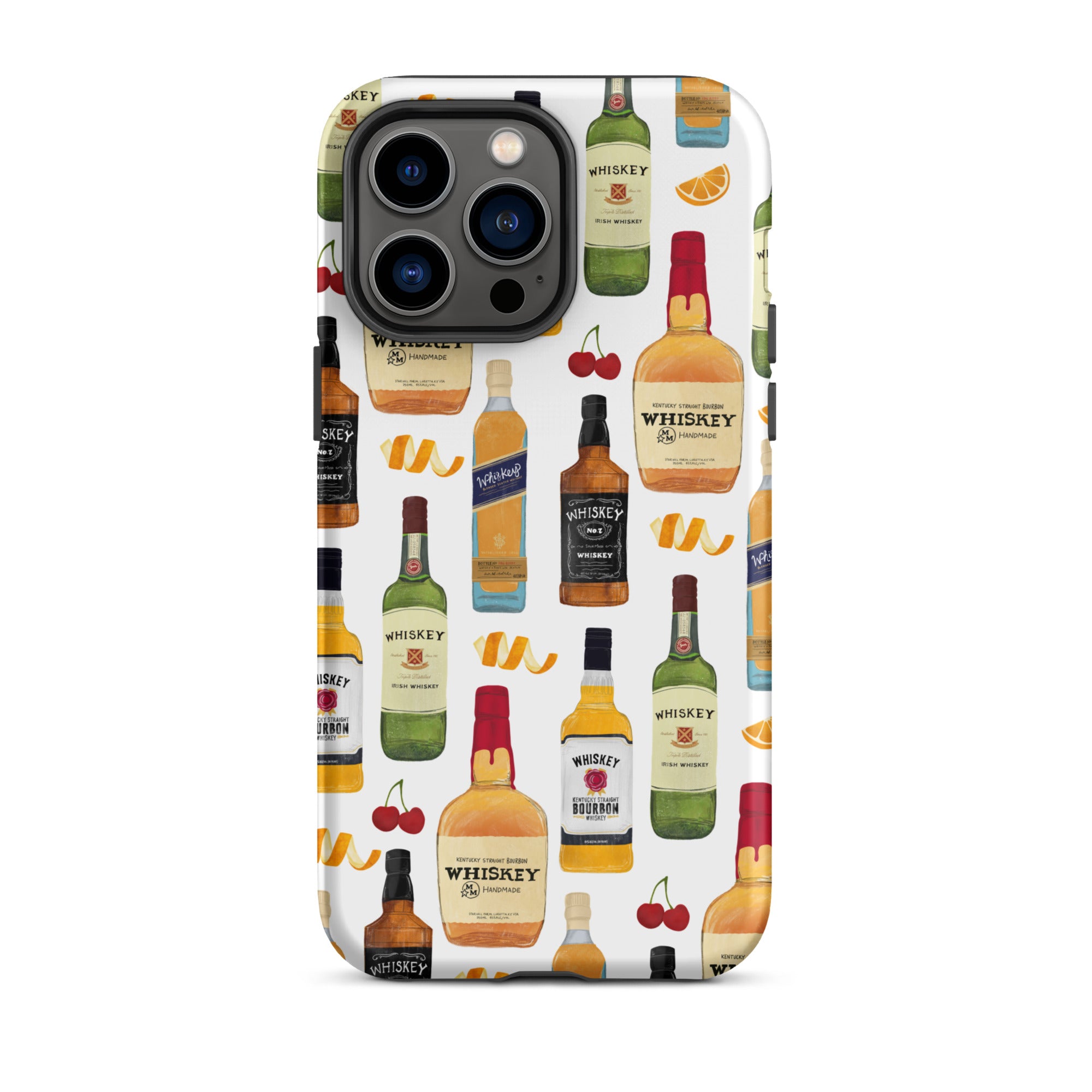 Ilustración de botellas de whisky - Funda resistente para iPhone®