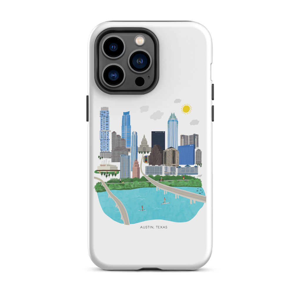 Ilustración del horizonte de Austin, Texas - Funda resistente para iPhone®