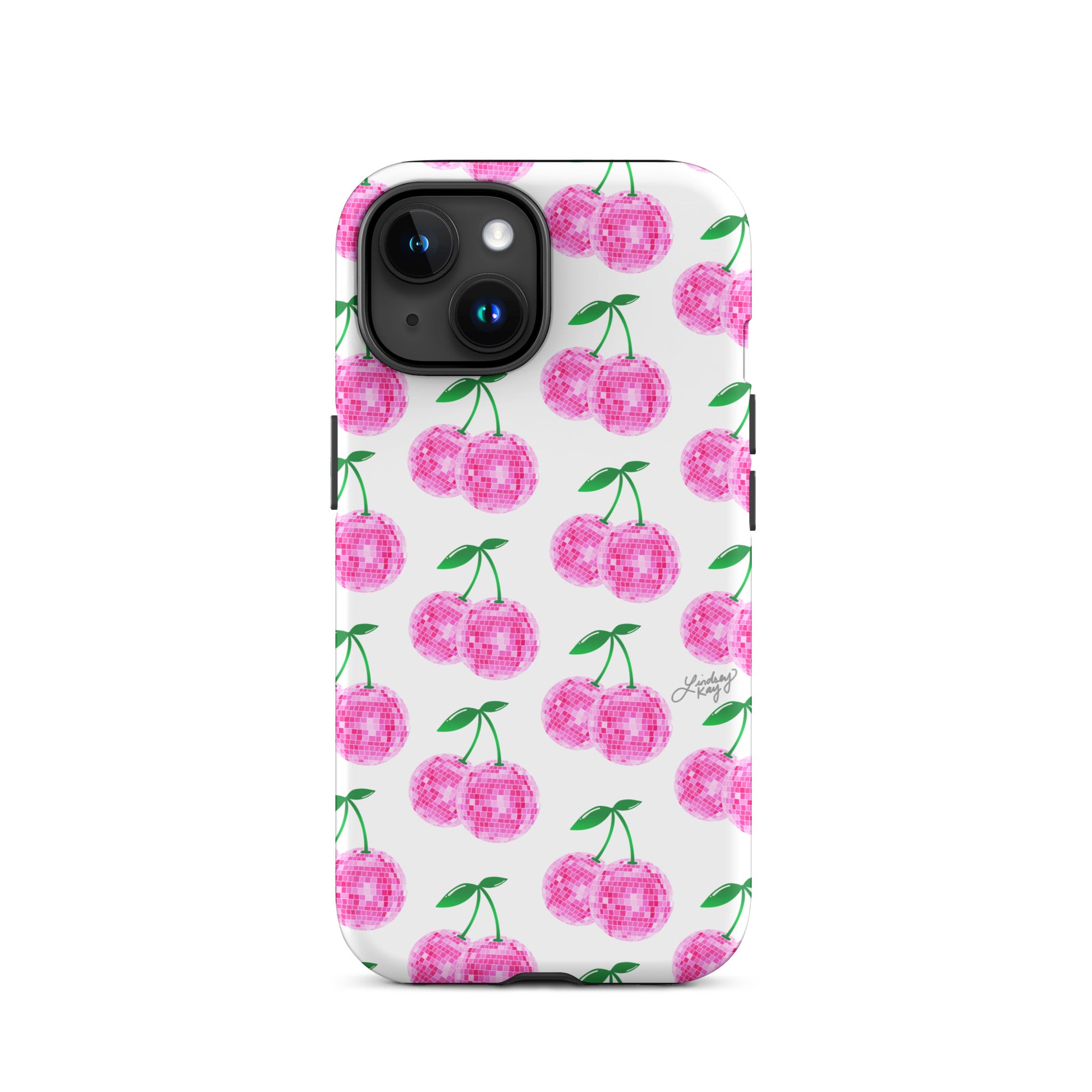 Cerezas de bola de discoteca rosa - Funda resistente para iPhone®