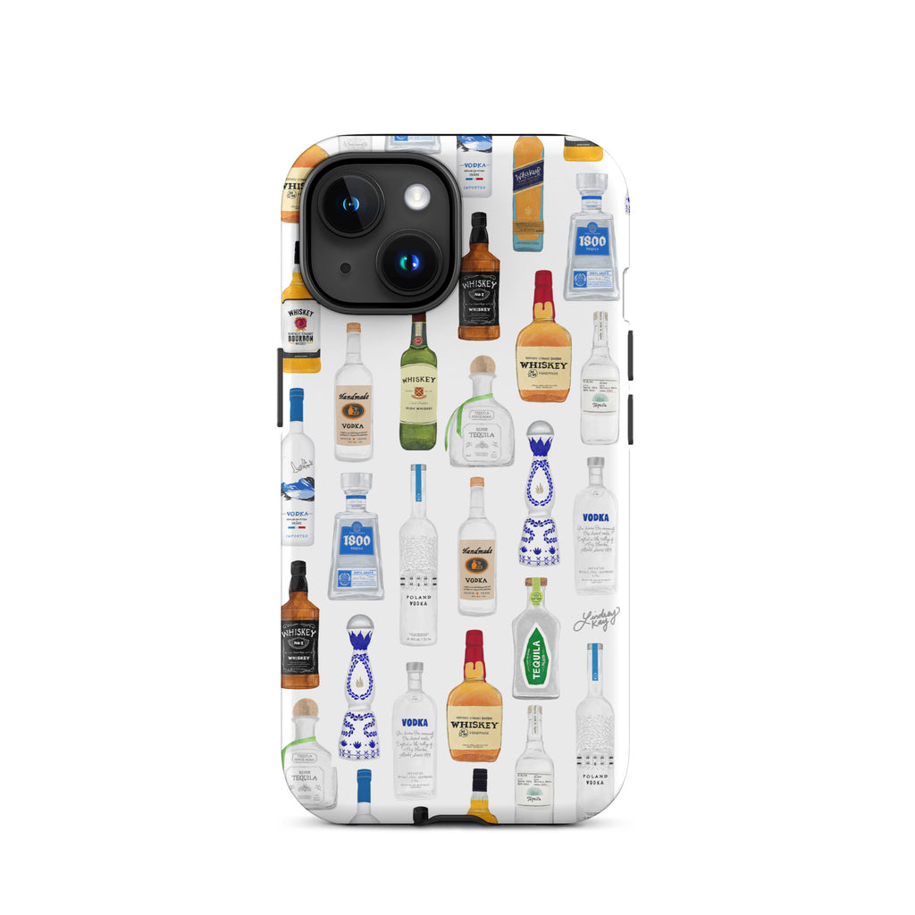 Boozy Bottles Illustration Pattern - Tough Case for iPhone®