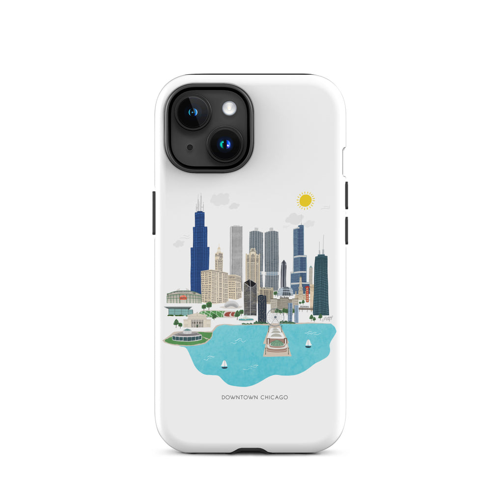 Ilustración del horizonte de Chicago - Funda resistente para iPhone®