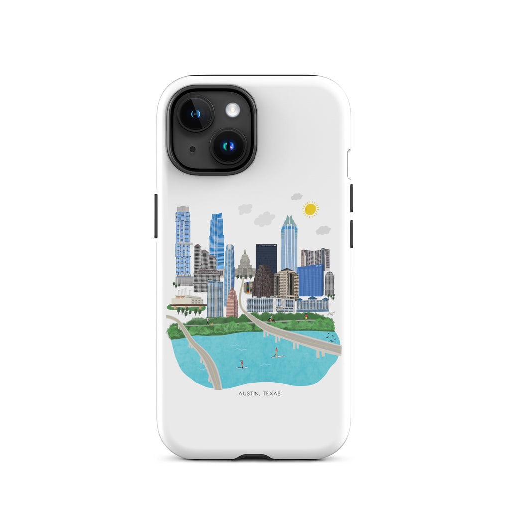 Ilustración del horizonte de Austin, Texas - Funda resistente para iPhone®