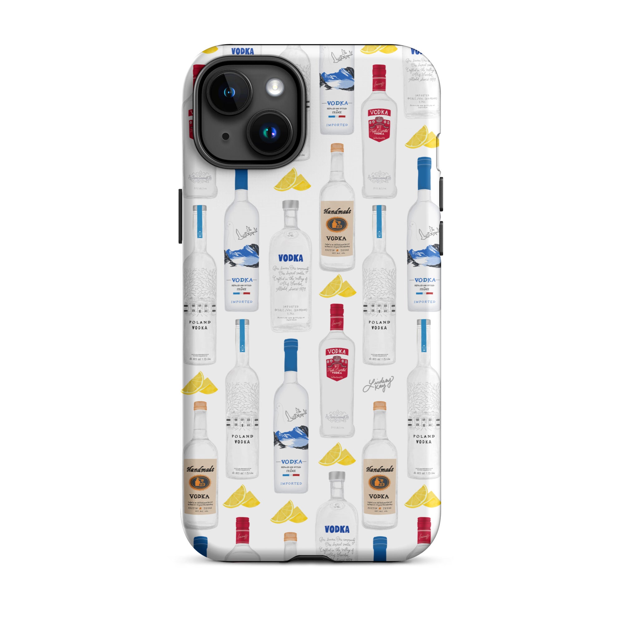 Patrón de ilustración de botellas de vodka - Funda resistente para iPhone®