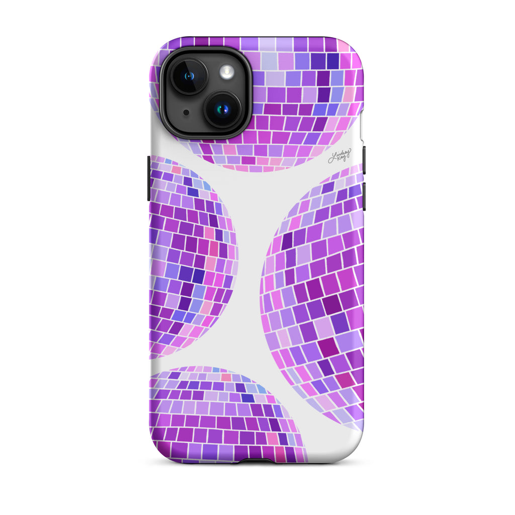 Illustration de boules disco violettes - Coque rigide pour iPhone®