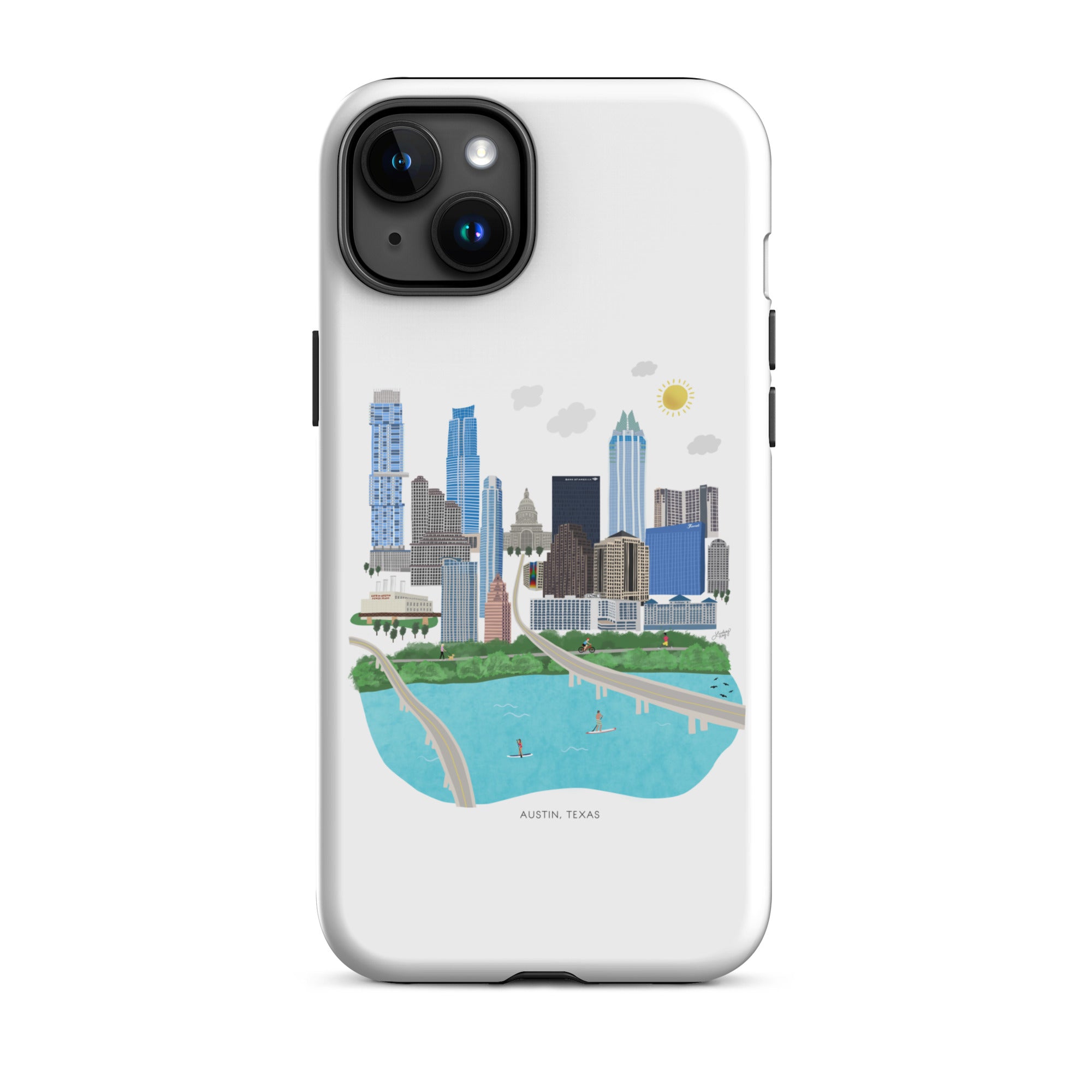 Ilustración del horizonte de Austin, Texas - Funda resistente para iPhone®