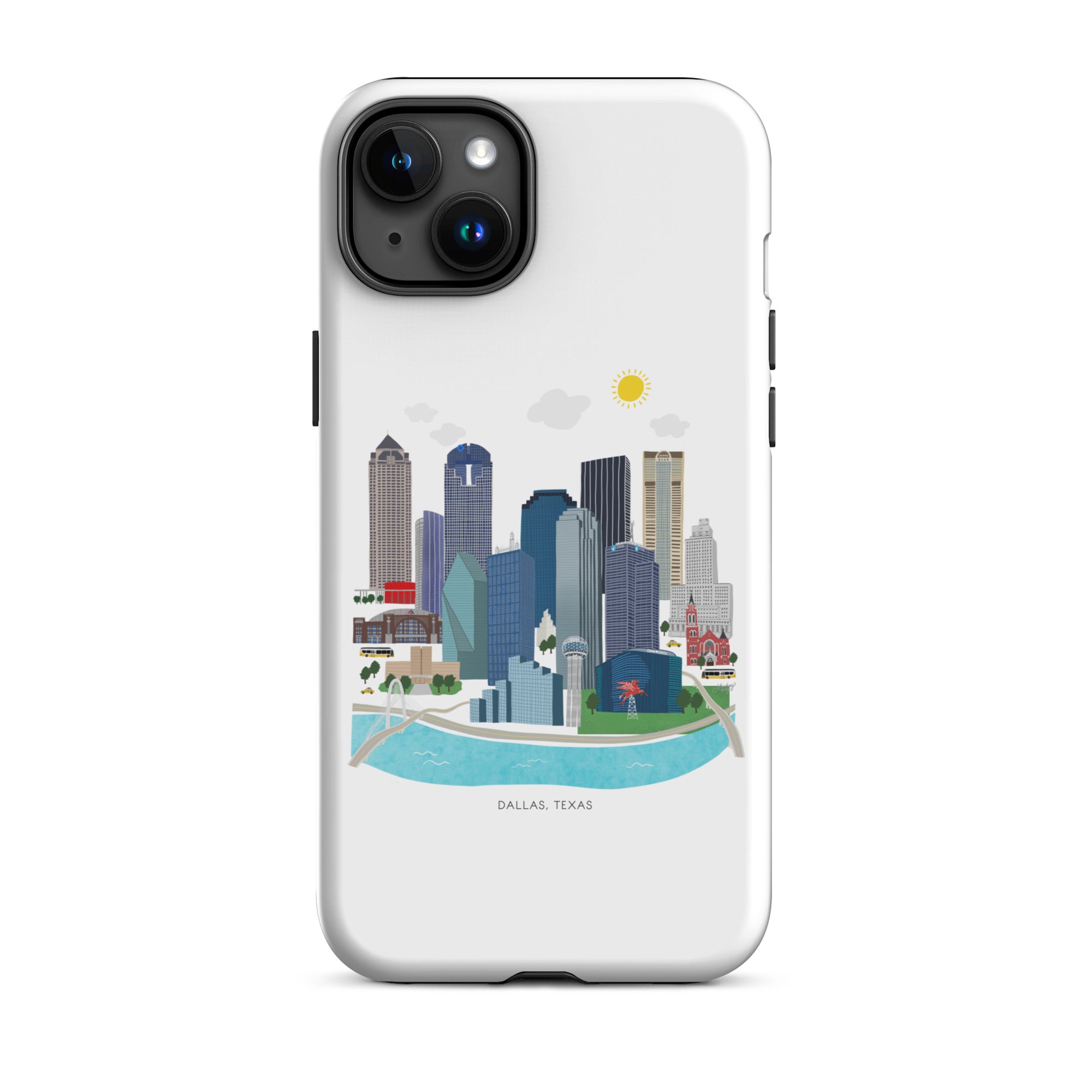 Ilustración del horizonte de Dallas, Texas - Funda resistente para iPhone®