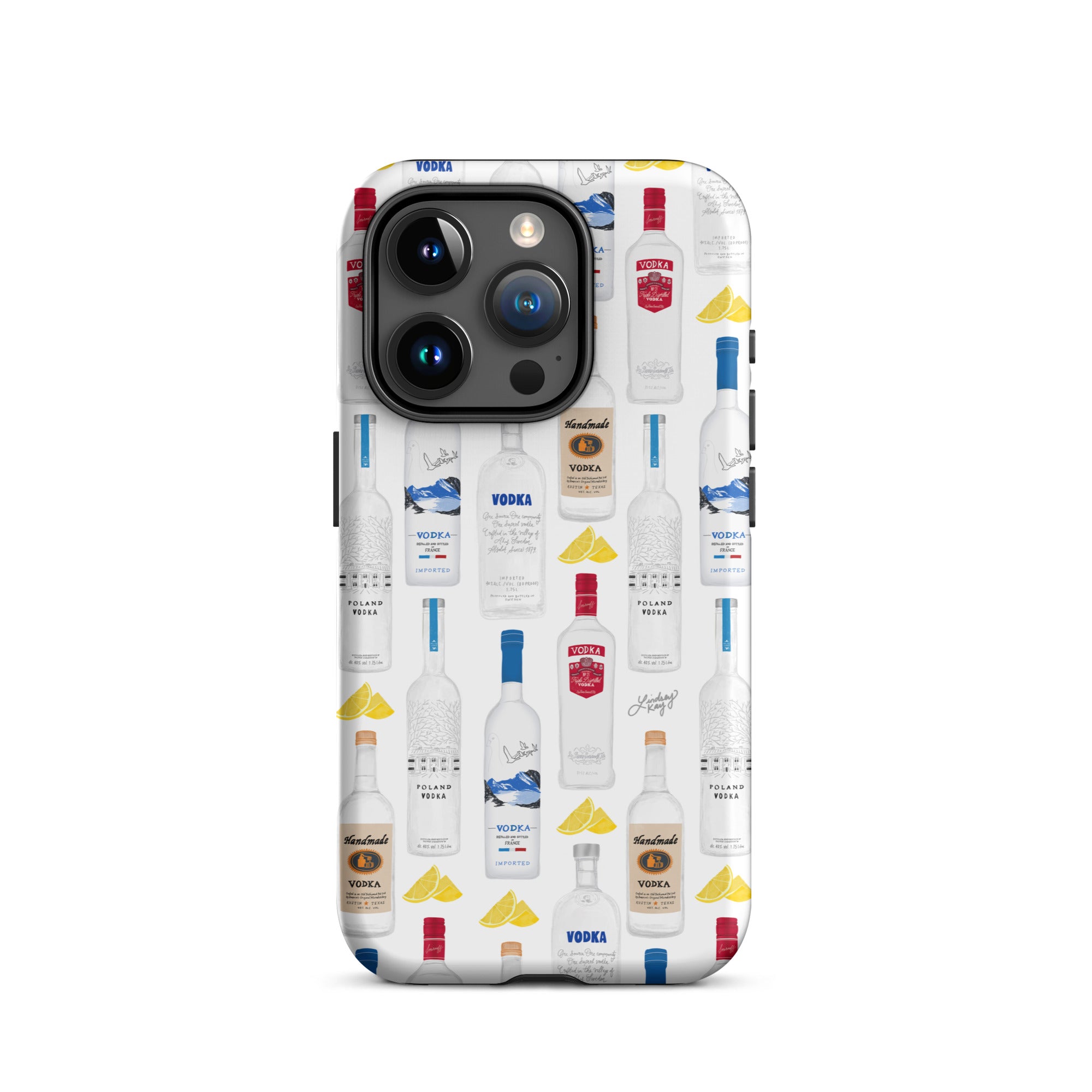 Patrón de ilustración de botellas de vodka - Funda resistente para iPhone®