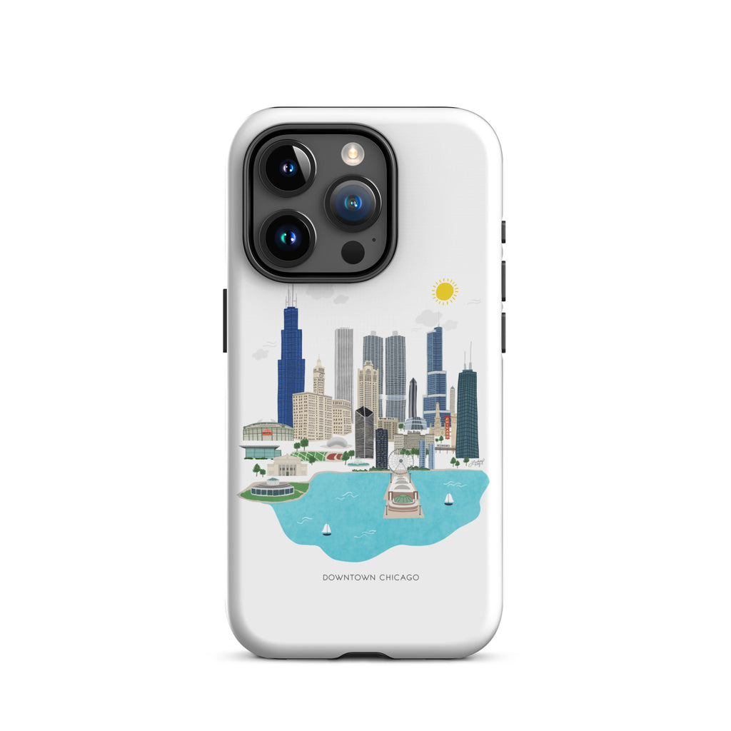 Ilustración del horizonte de Chicago - Funda resistente para iPhone®