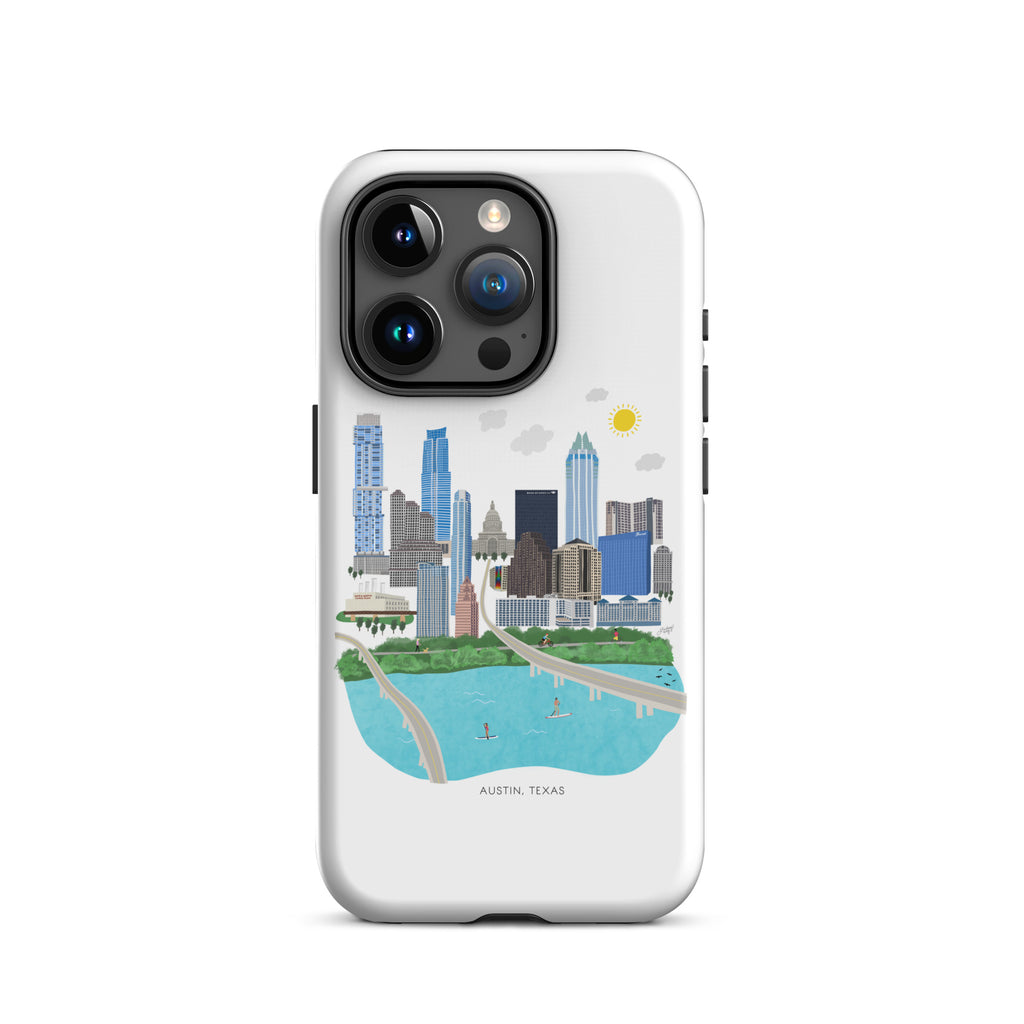 Ilustración del horizonte de Austin, Texas - Funda resistente para iPhone®