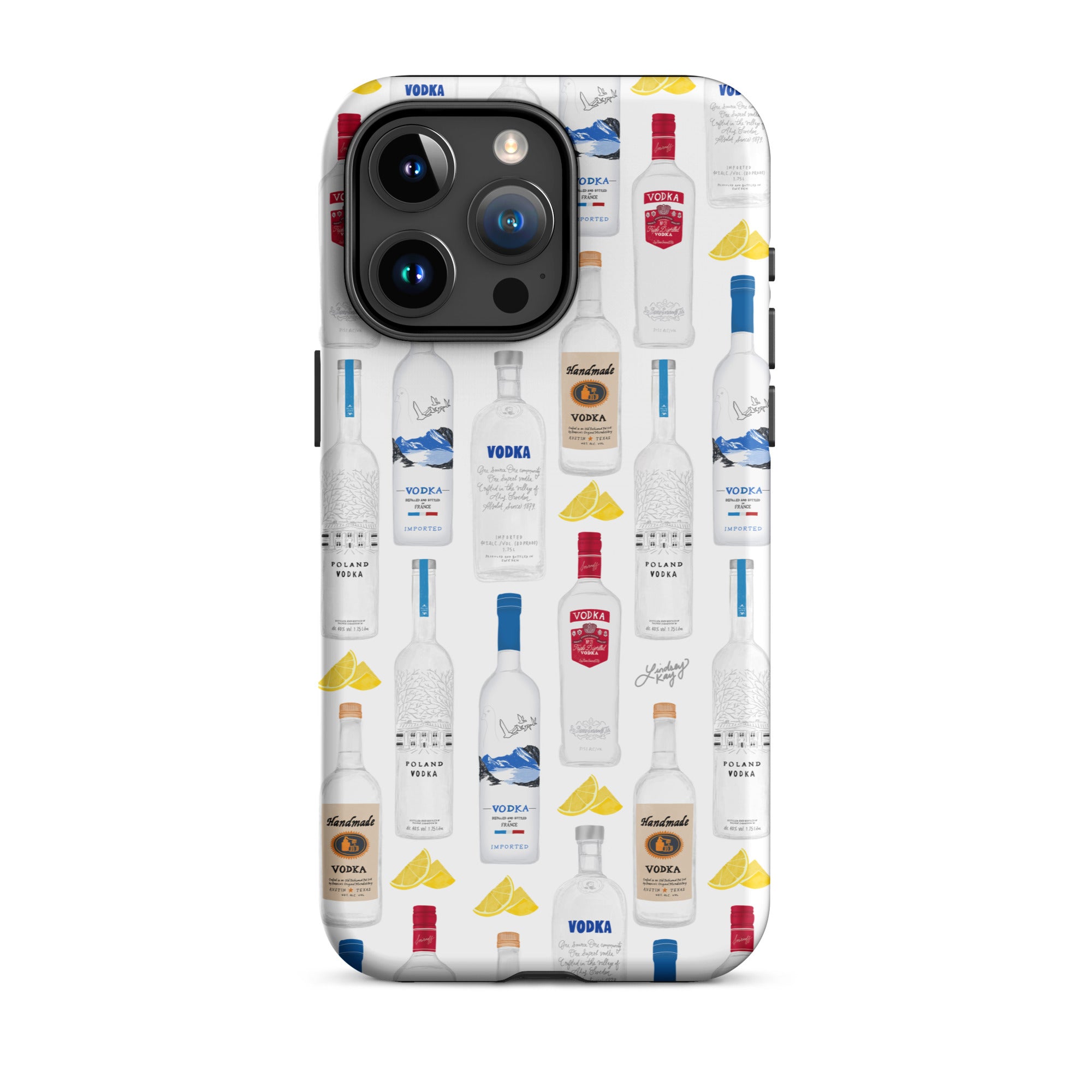 Patrón de ilustración de botellas de vodka - Funda resistente para iPhone®