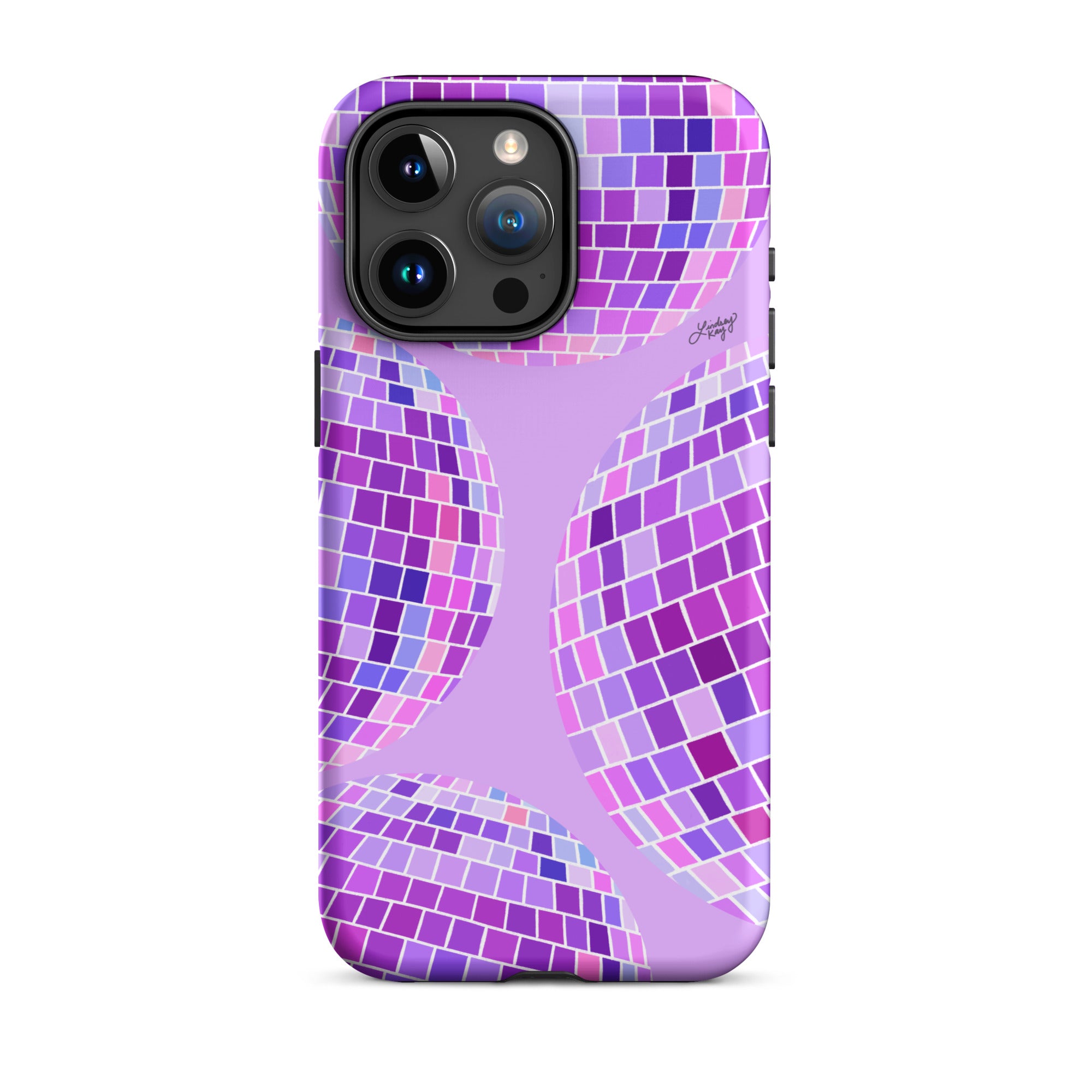 purple disco balls illustration barbie iphone 15 case cover tough protector trendy