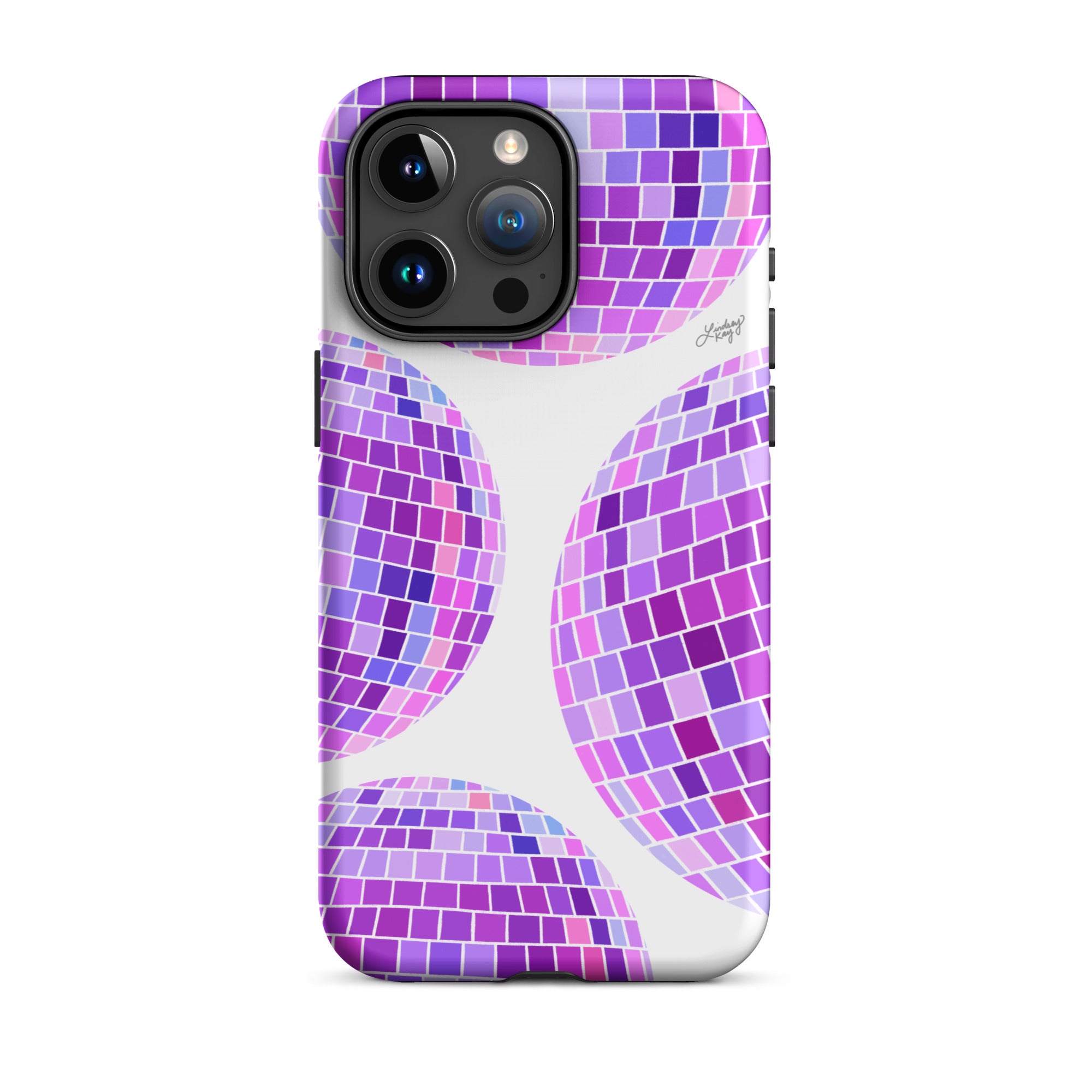 purple disco balls illustration barbie iphone 15 case cover tough protector trendy